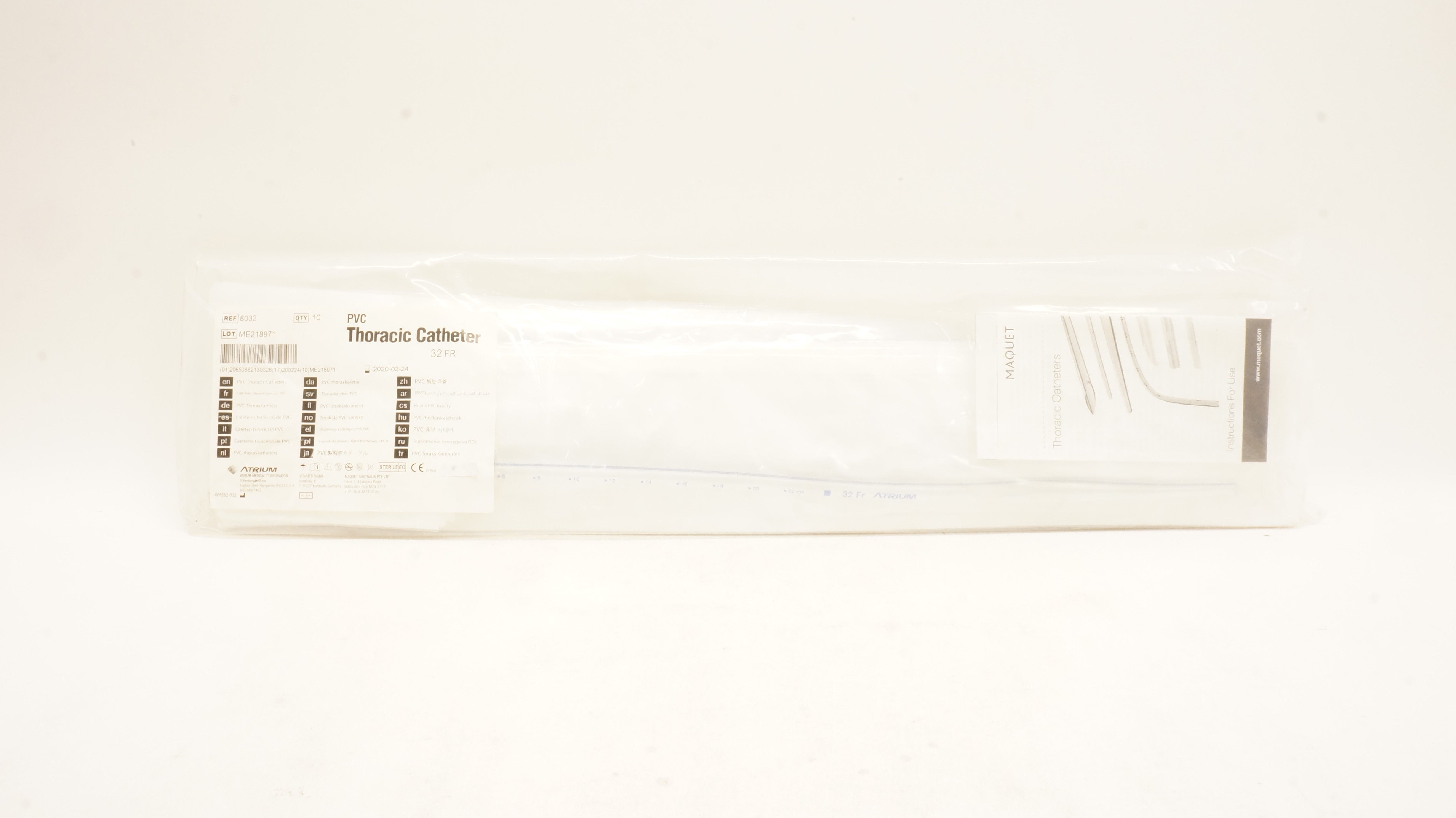 Atrium 8032 PVC Thoracic Cath. 32 Fr (x) - Pack of 10