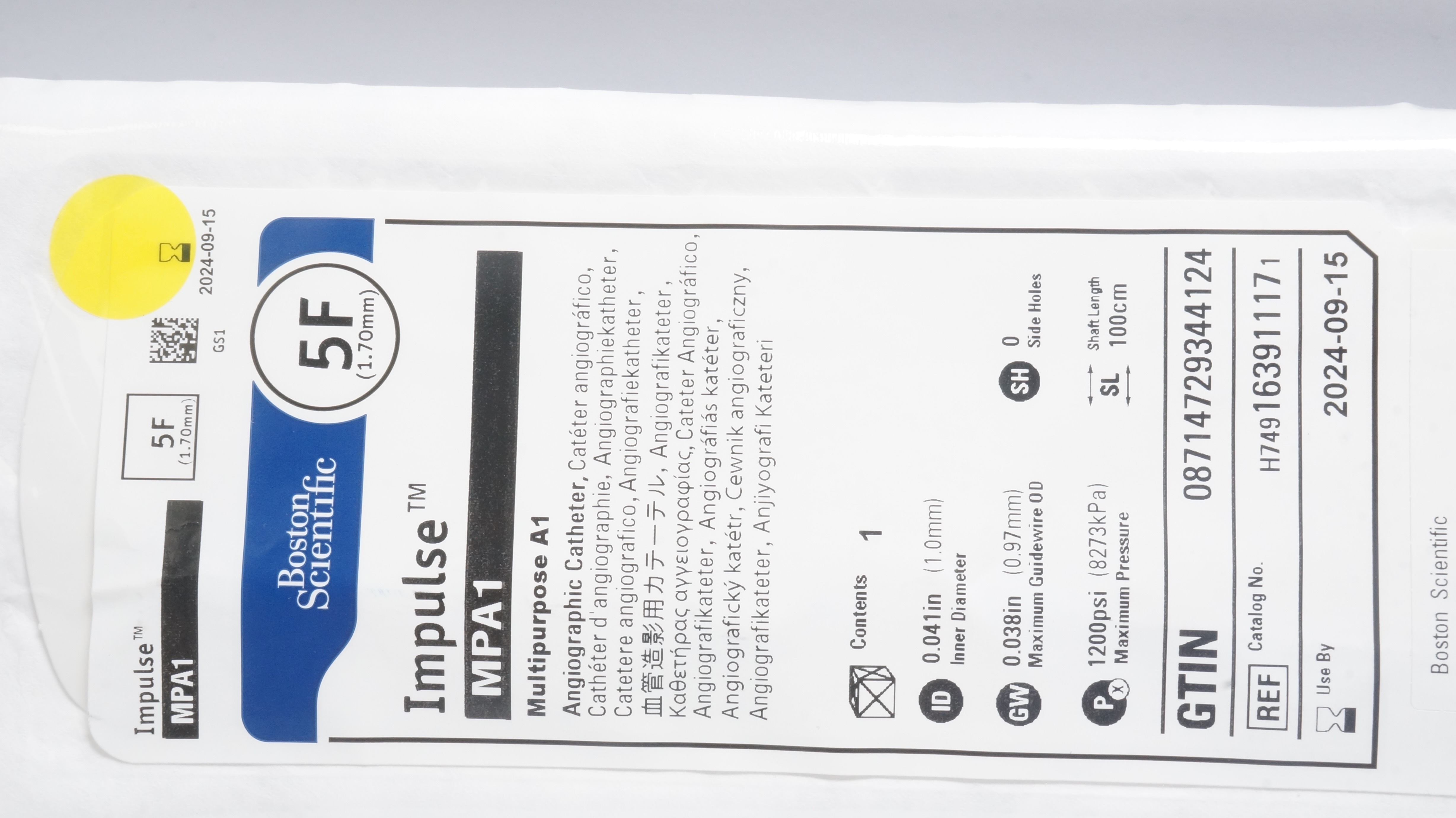 Boston Scientific H749163911171 Impulse MPA1 Angiographic Cath. 5F (x)