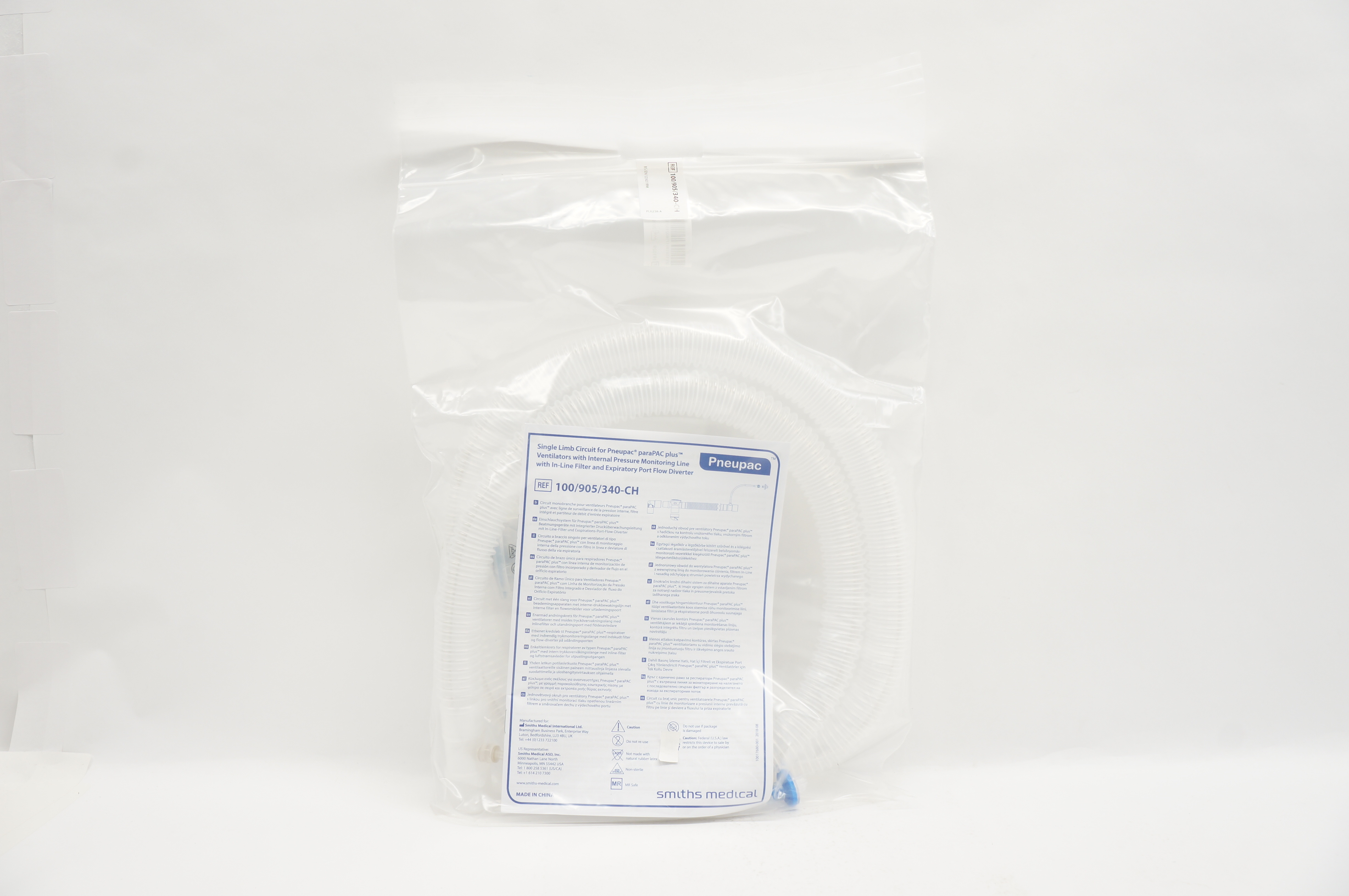 Smiths Medical 100/905/340-CH Single Limb Circuit for Pneupac ParaPac Plus Ventilators