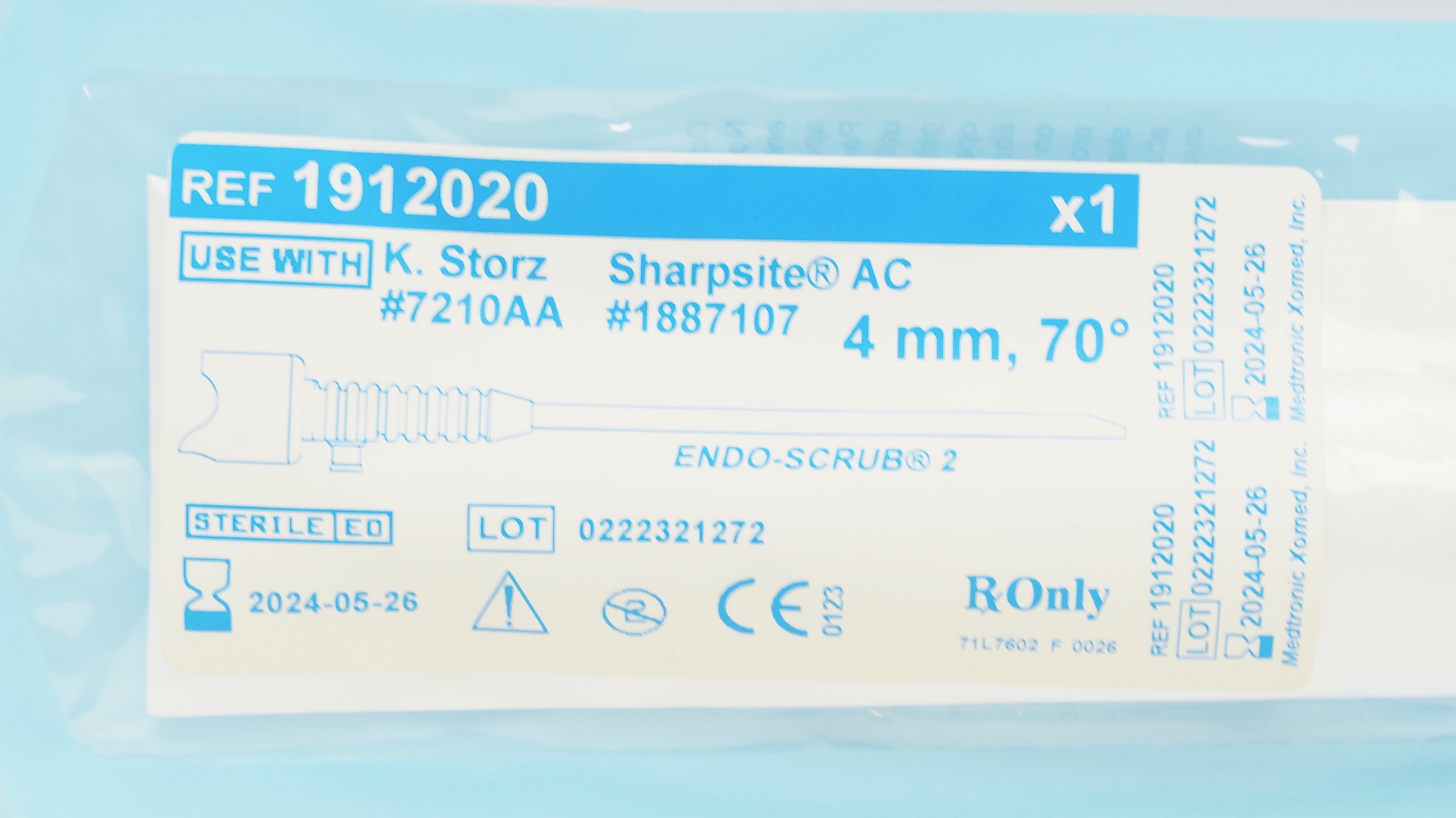 Medtronic 1912020 K.Storz Sharpsite AC Endo-Scrub 2 Sheath 4mm, 70 degree (x)