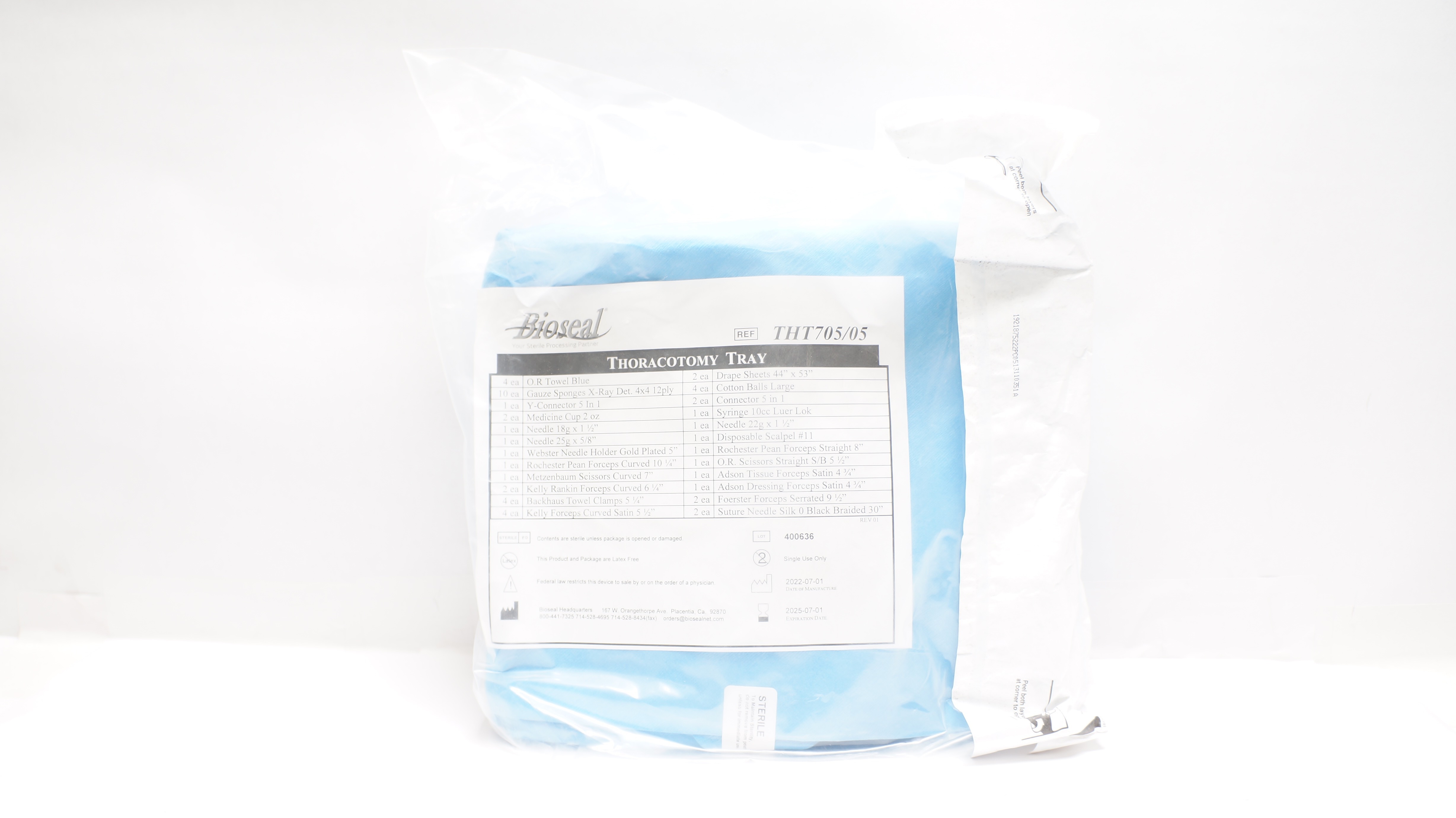 Bioseal Headquarters THT705/05 Thoracotomy Tray