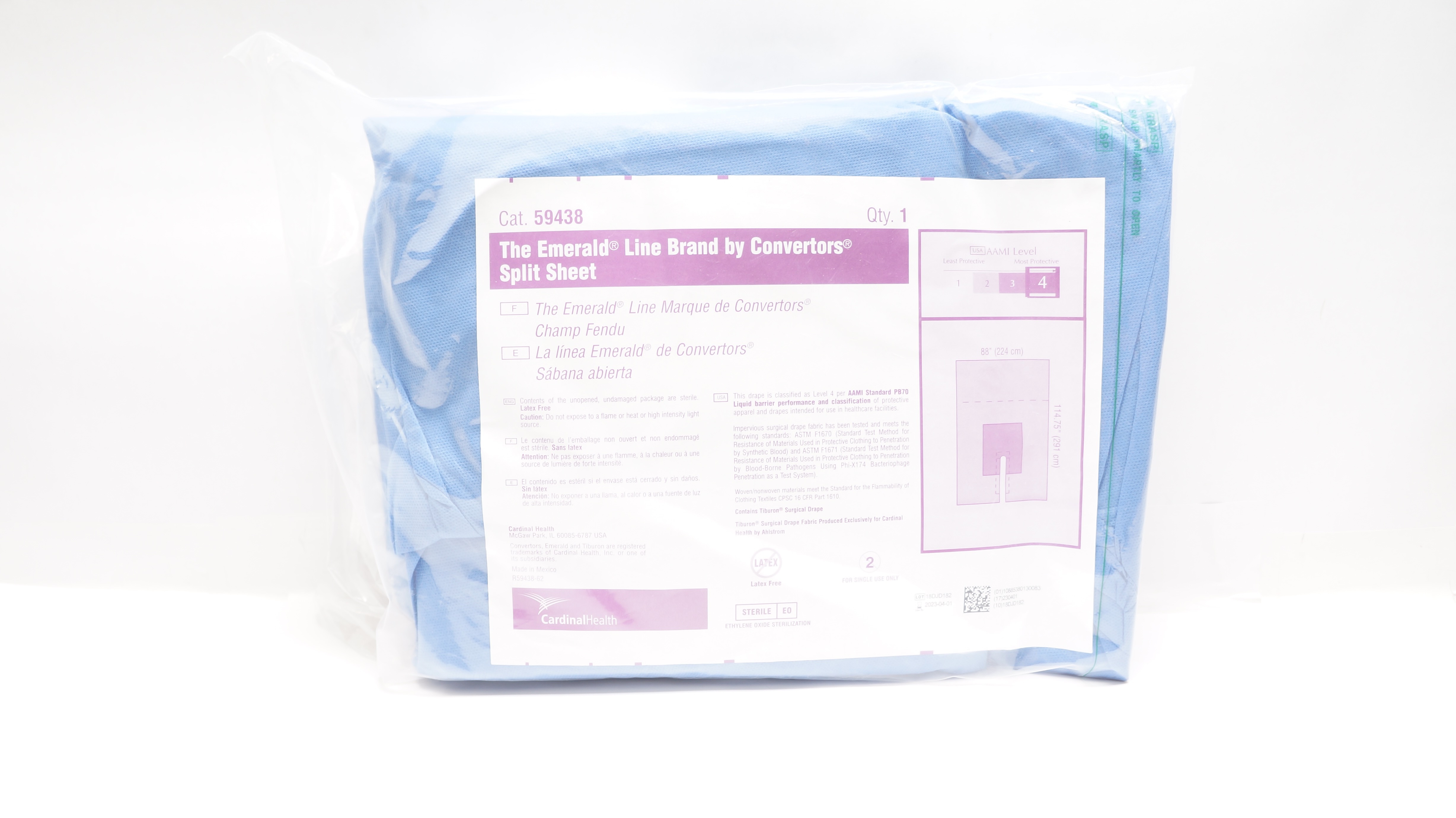 Cardinal Health 59438 Convertors The Emerald Line Split Sheet 88 x 114.75inch(x)