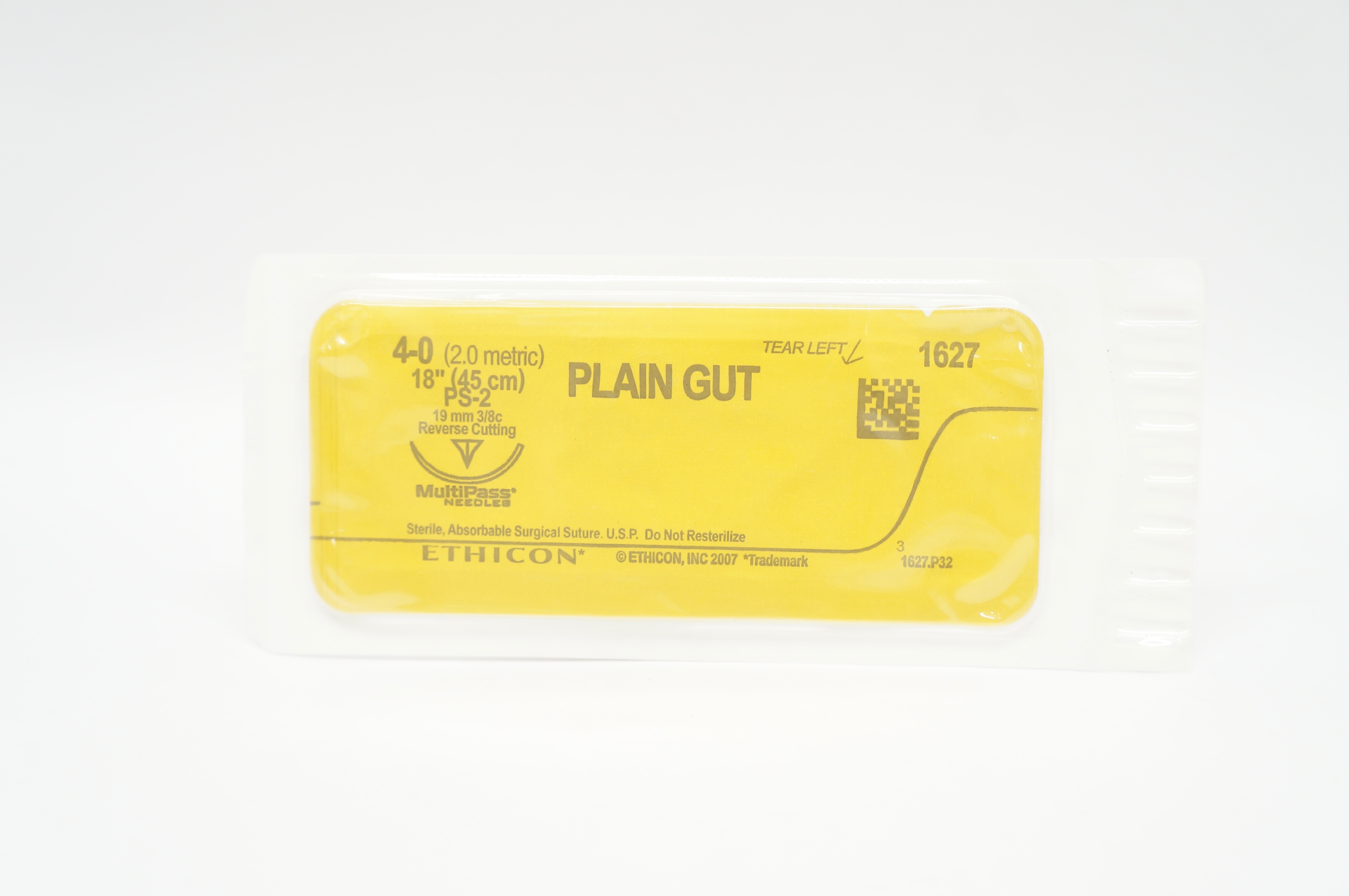 Ethicon 1627 4-0 Plain Gut Stre PS-2 19mm 3/8c Reverse Cutting 18 inch