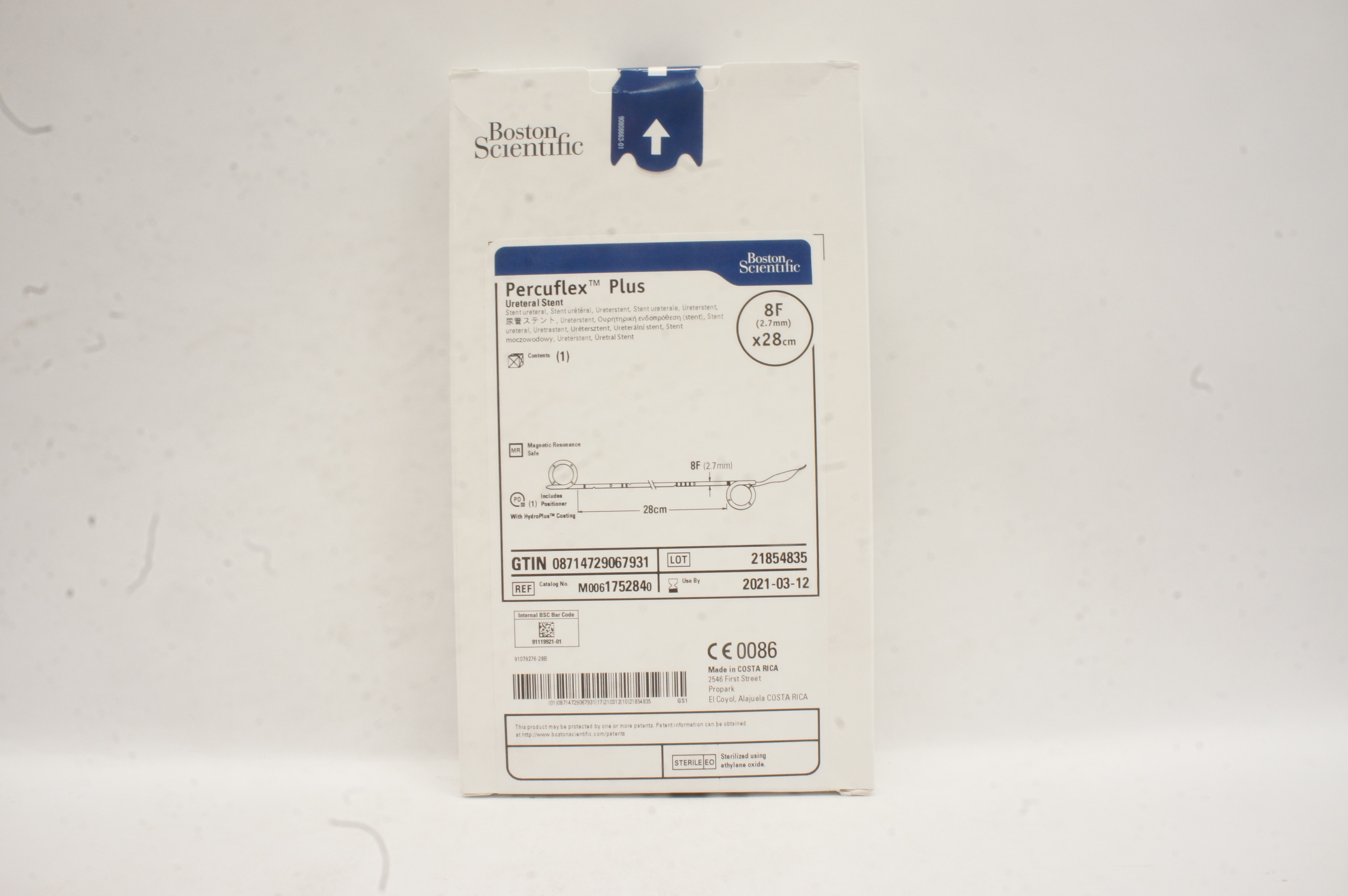 Boston Scientific 175284 Percuflex Plus Ureteral Stnt 8F x 28cm (x)