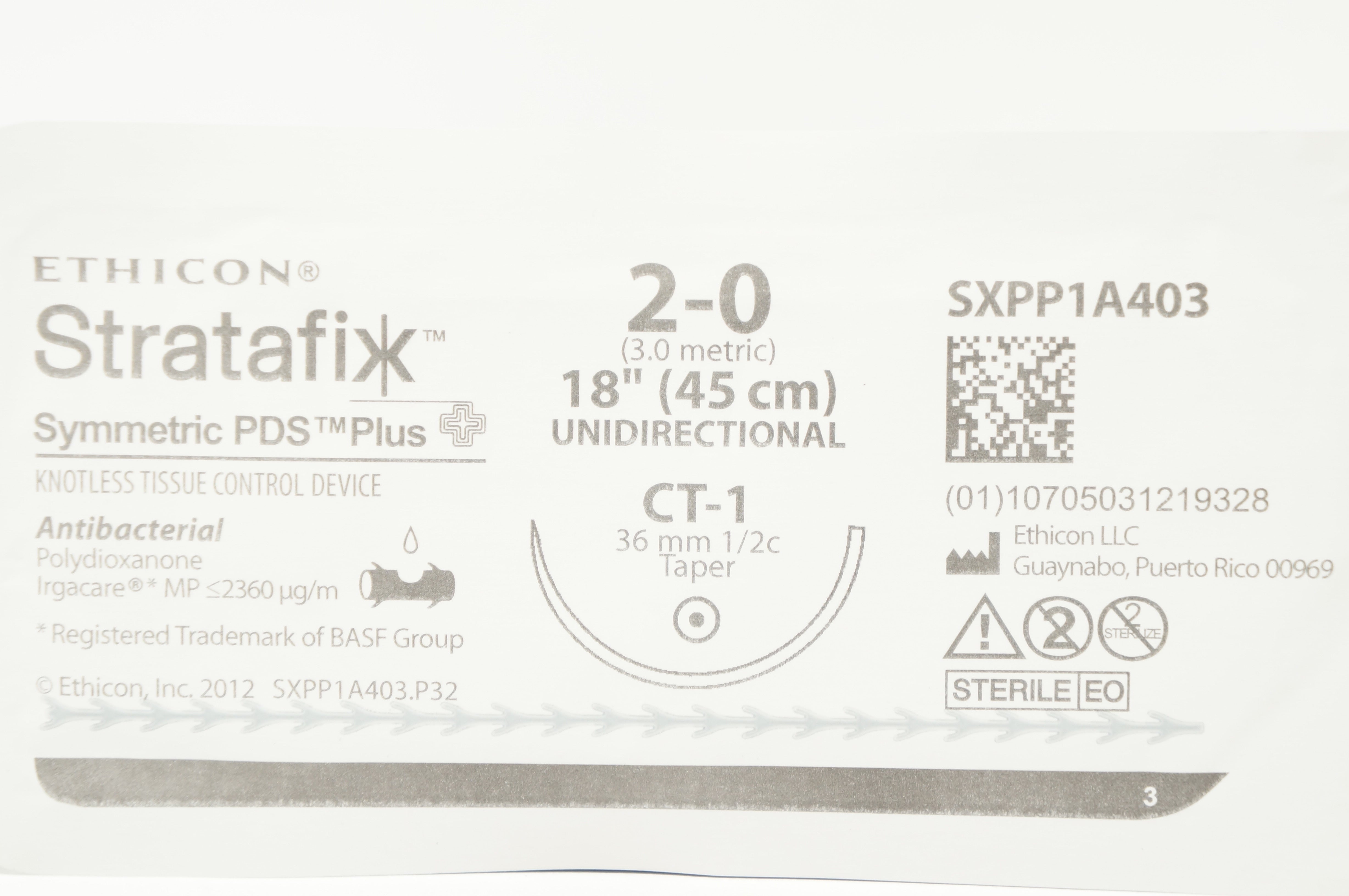 Ethicon SXPP1A403 2-0 Symmetric PDS Plus Stre CT-1 36mm 1/2c Taper, 18 inch (x)