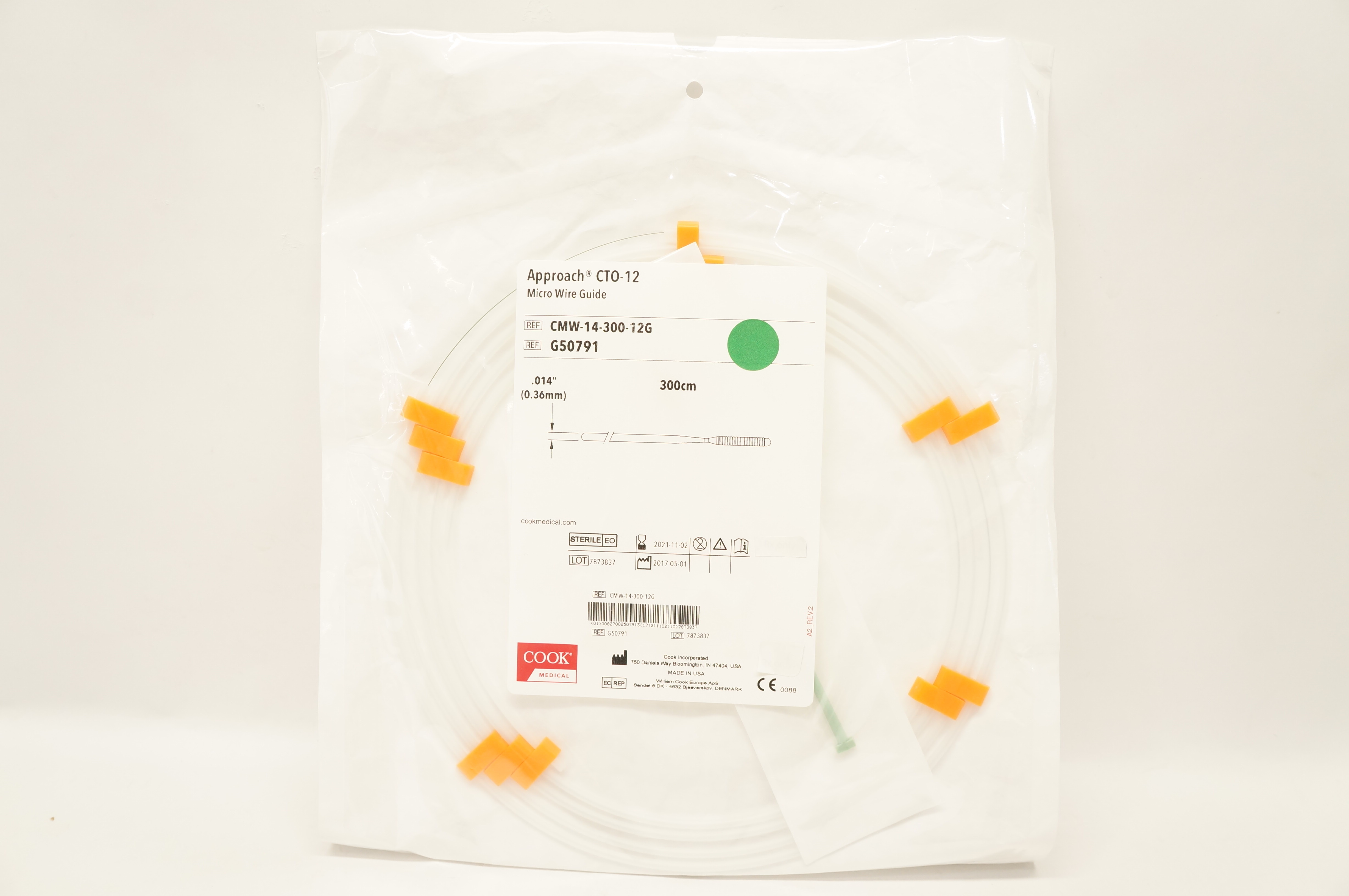 Cook Medical G50791 Approach CTO-12 Micro Wire Guide .014inch x 300cm (x)