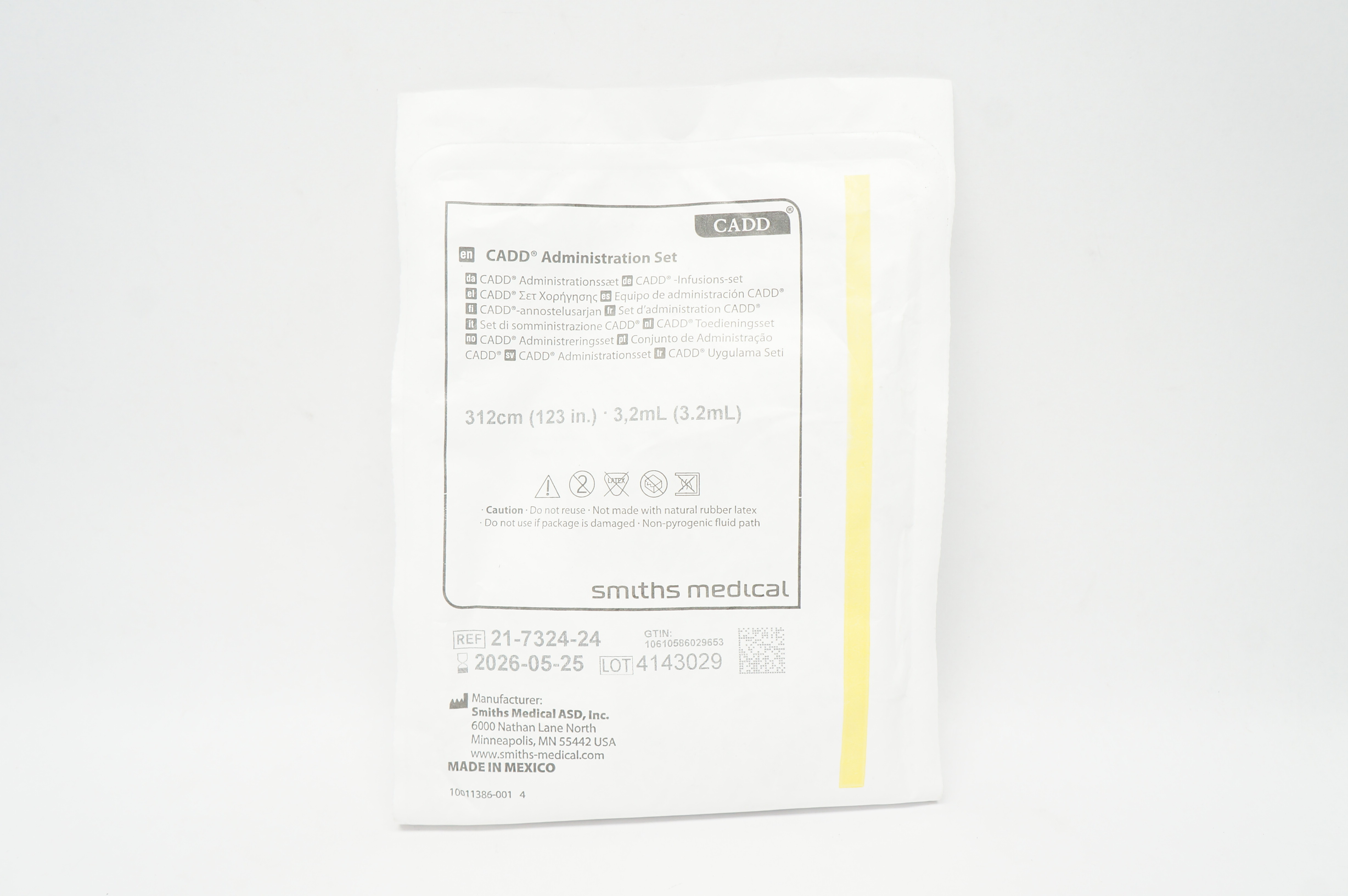 Smith Medical 21-7324-24 Cadd Administration Set 312cm 3.2ml