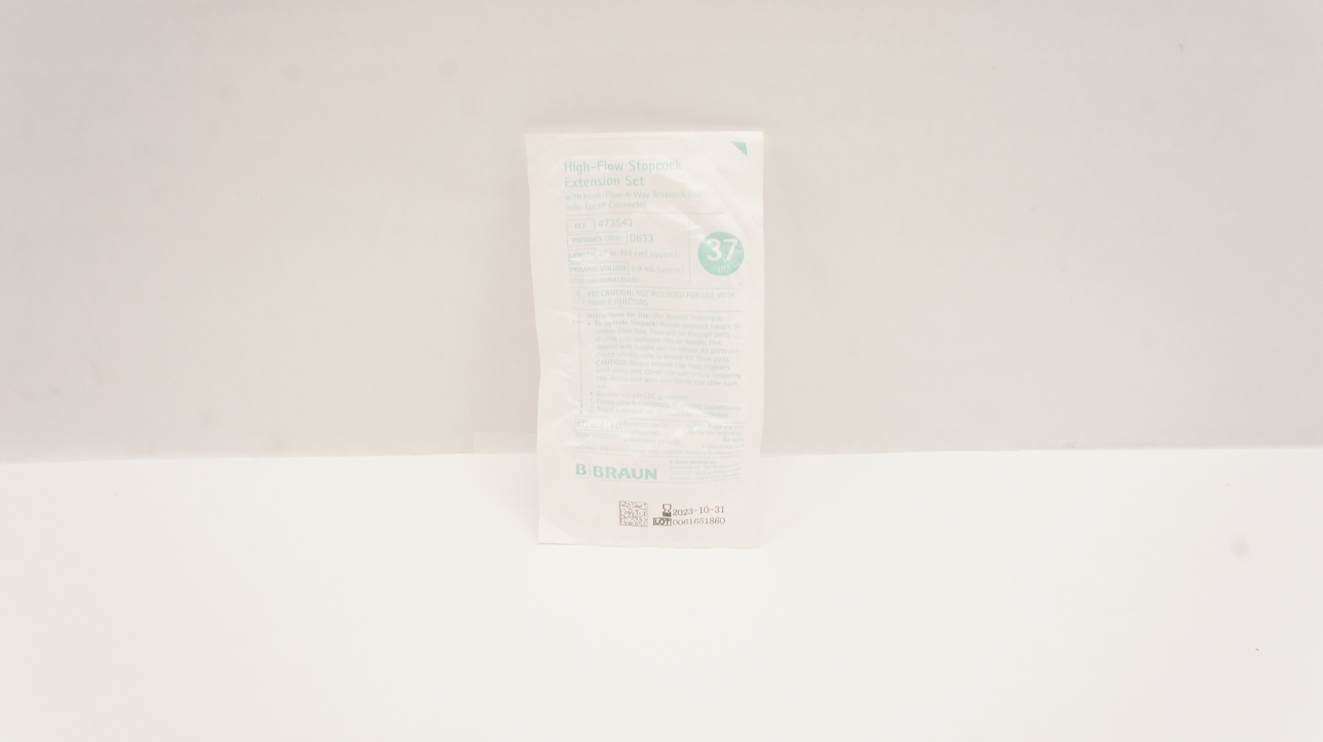 Braun 473543 High-Flow Stopcock Extension Set 37inch x 5.9mL (Approx.)