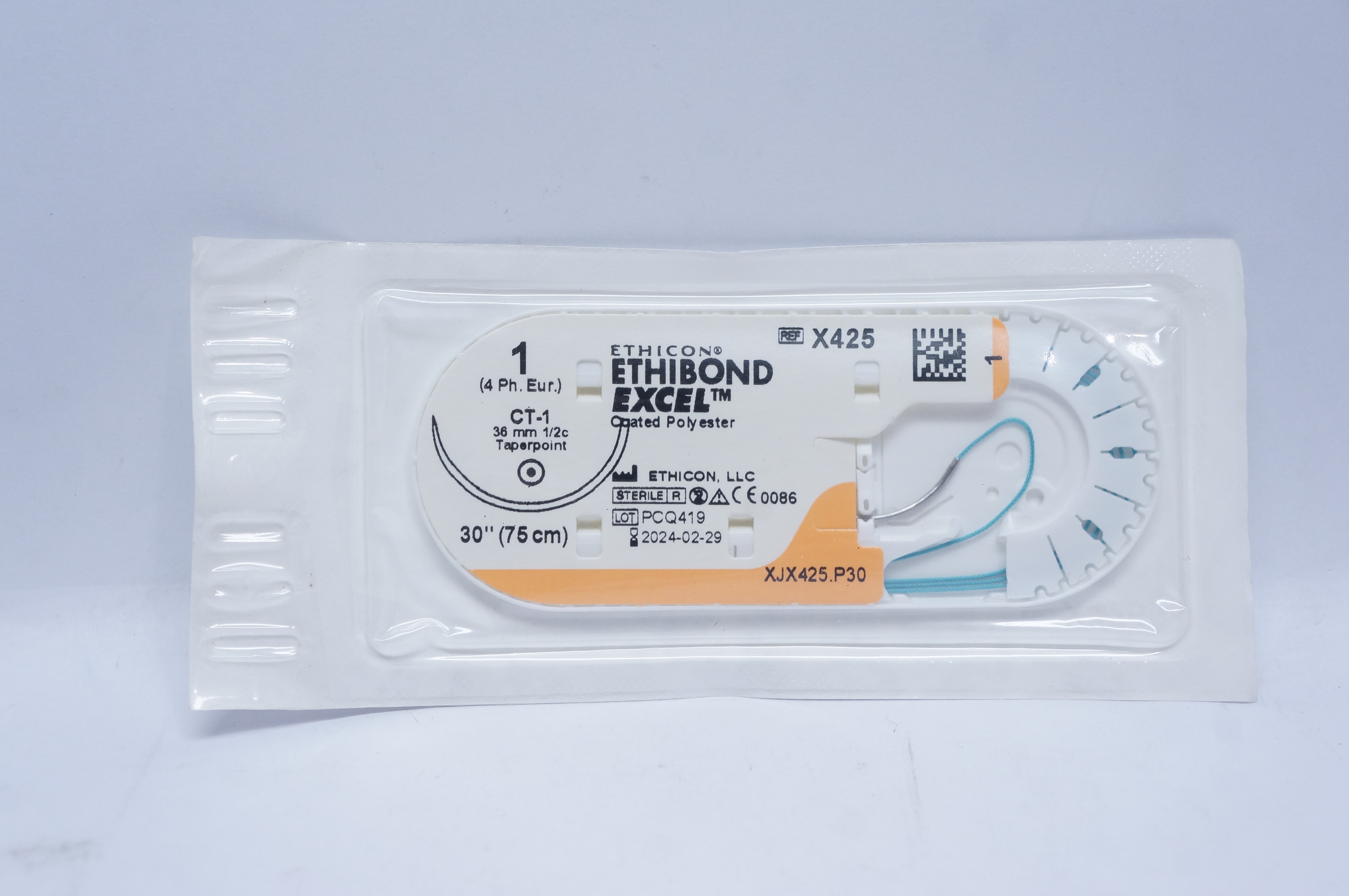 Ethicon X425 1 ETHIBOND EXCEL, CT-1, 36mm 1/2c Taperpoint, 30inch