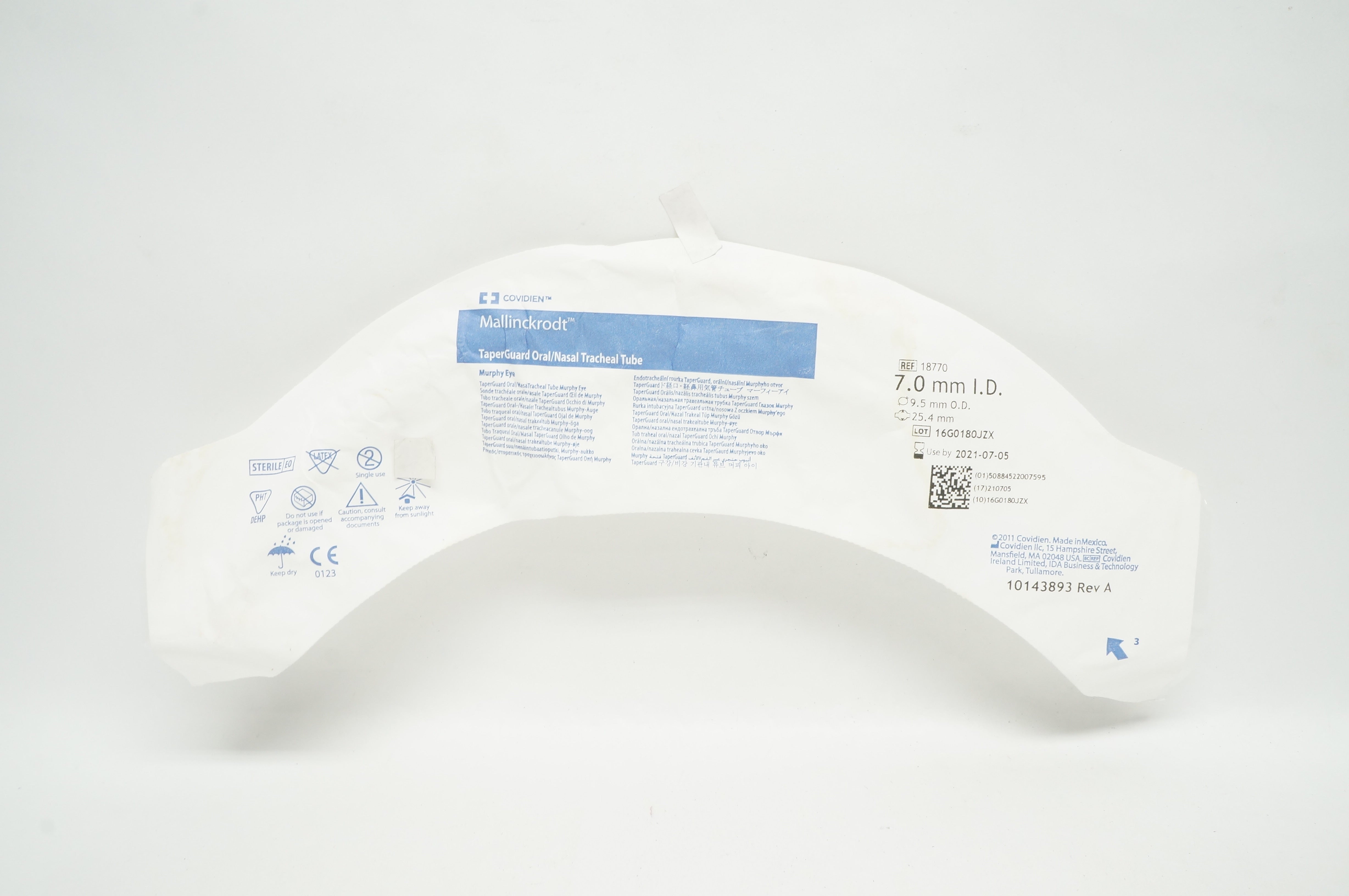 Covidien 18770 Mallinckrodt TaperGuard Oral/Nasal Tracheal Tube 7.0 ID (x)