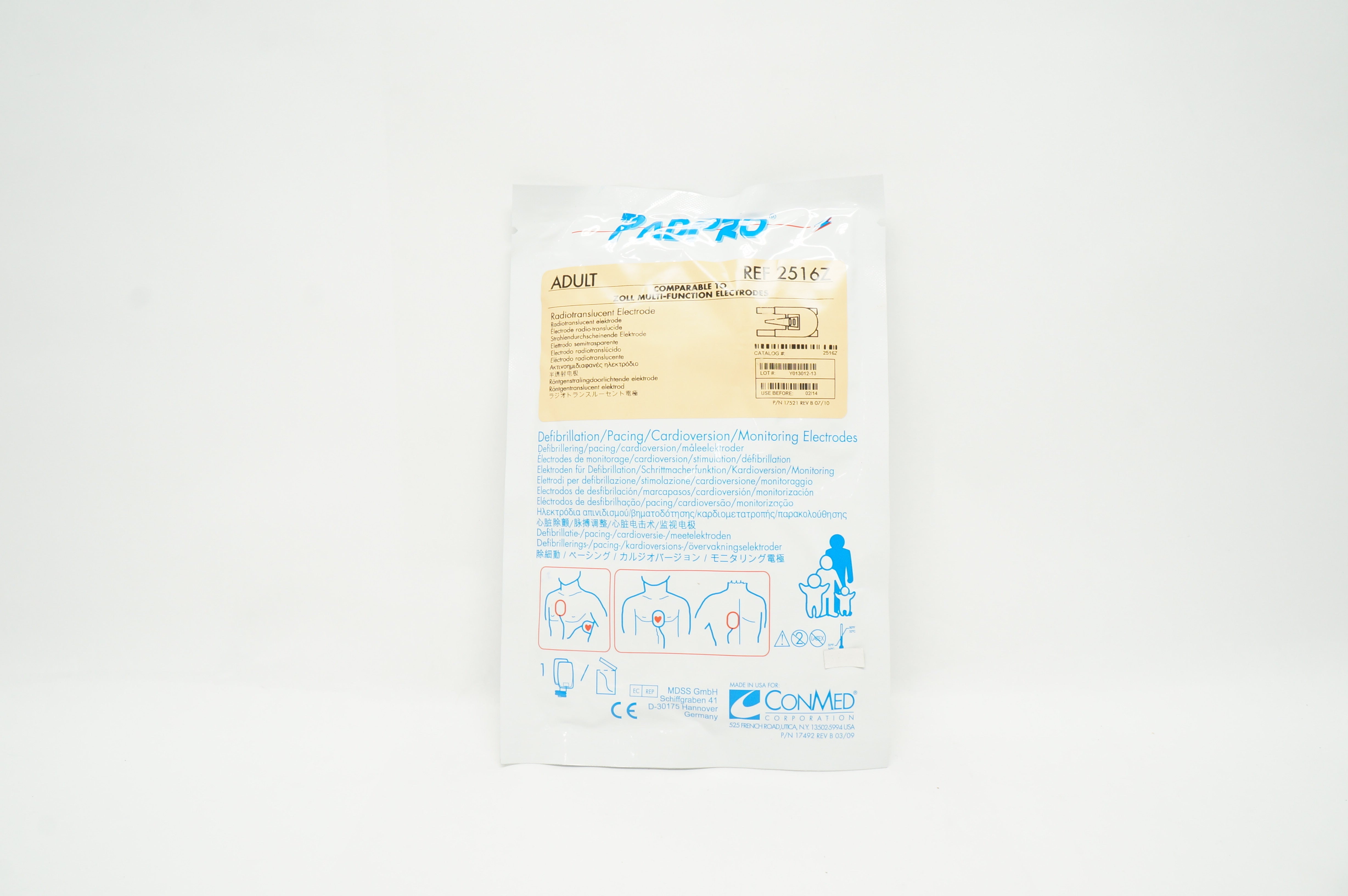 ConMed 2516Z PadPro Radiotranslucent Electrode, Adult