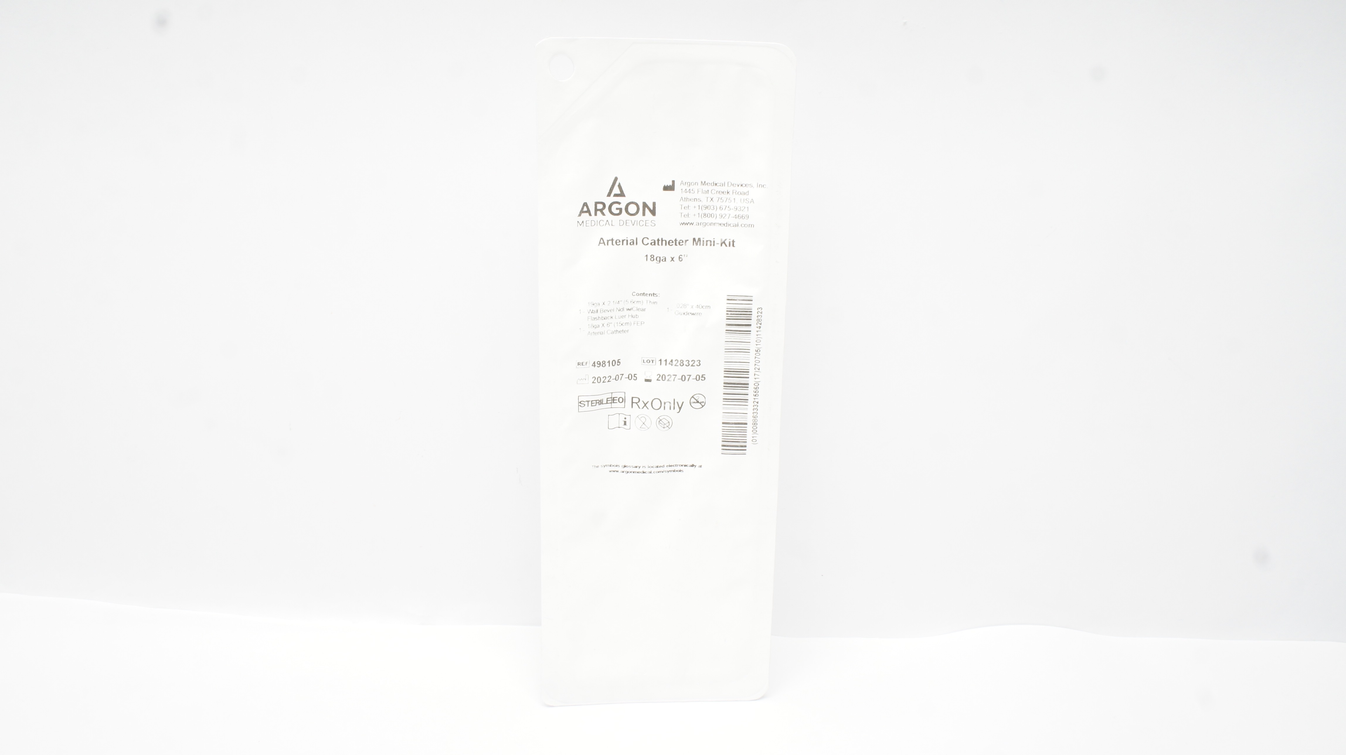 Argon Medical 498105 Arterial Cath. Mini-Kit 18GA x 6inch