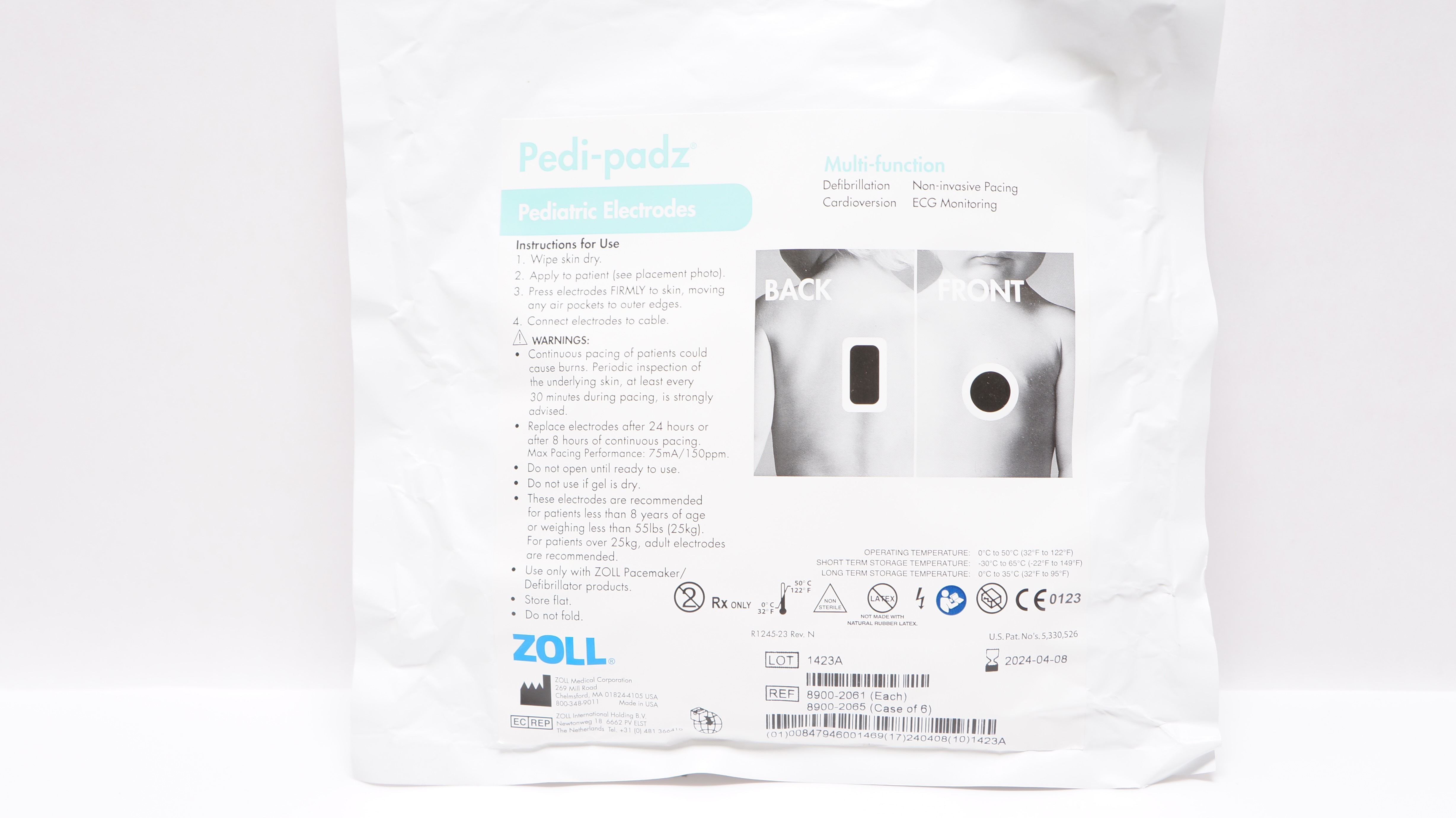 Zoll 8900-2061 Pedi-padz Multi-Function Pediatric Electrodes >8 Years, >55lbs.