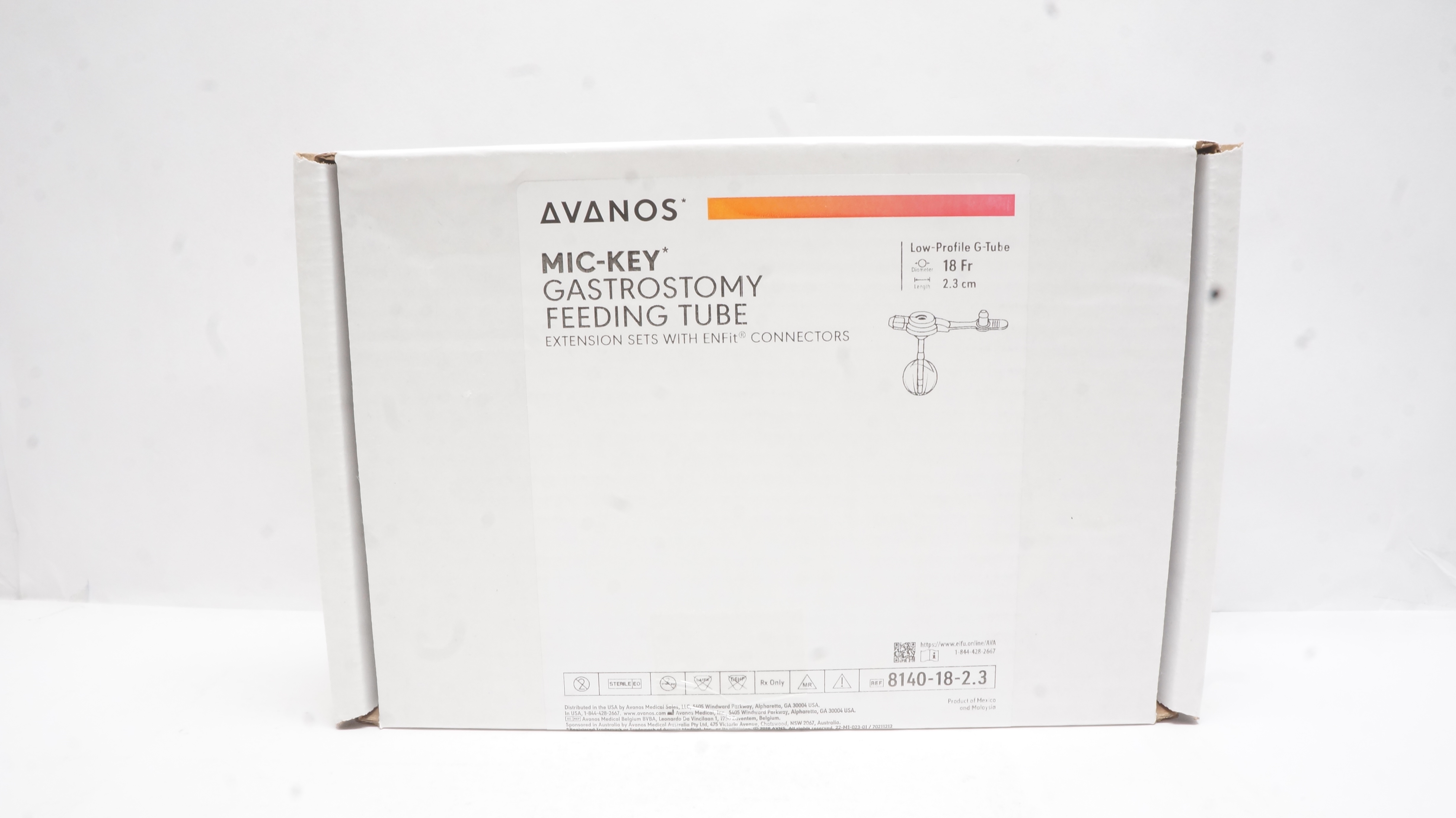 Avanos 8140-18-2.3 Mic-Key Gastrostomy Feeding Tube 18Fr x 2.3cm