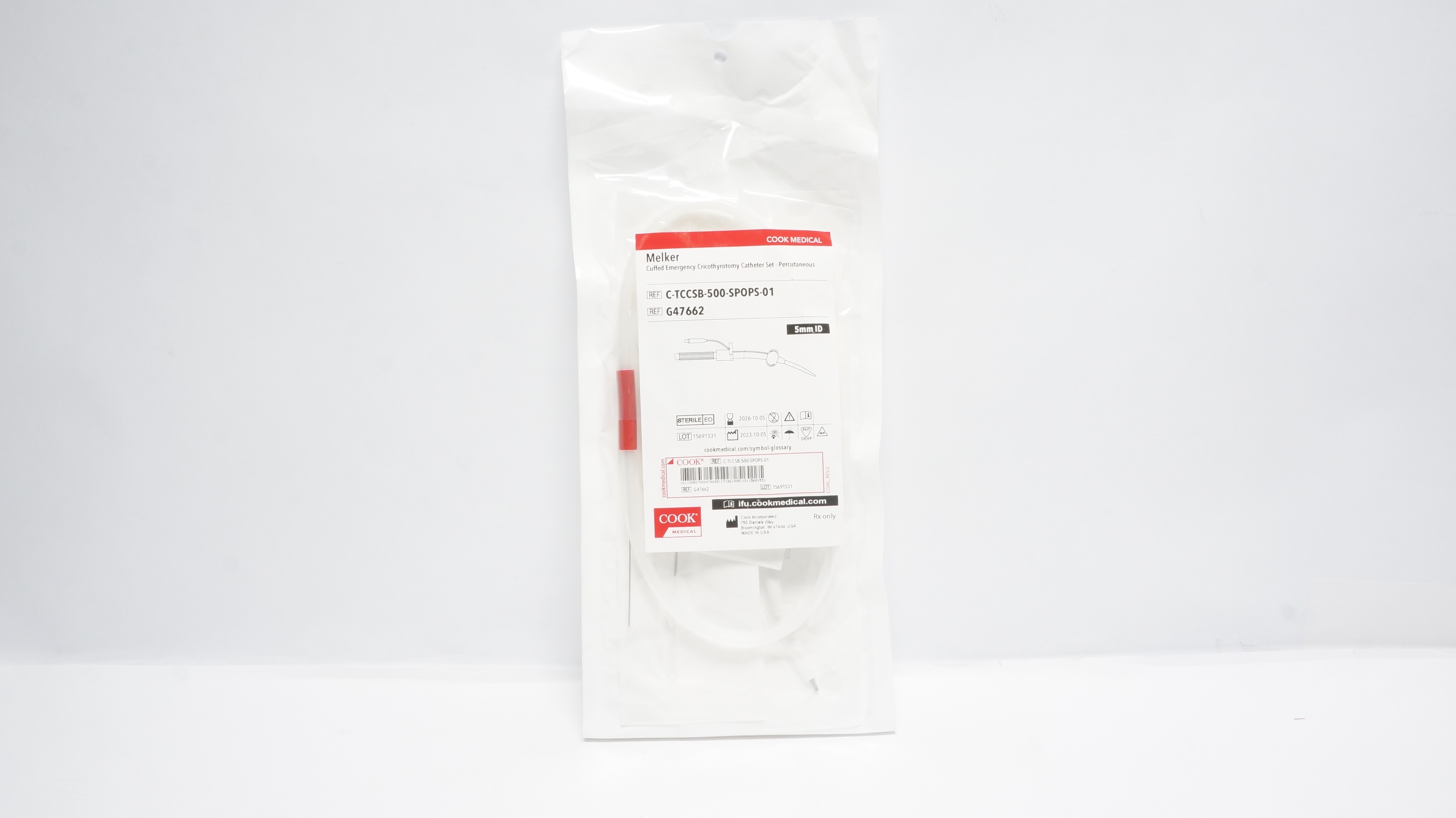 Cook Medical G47662 Melker Cuffed Emergency Cricothyrotomy Set ...