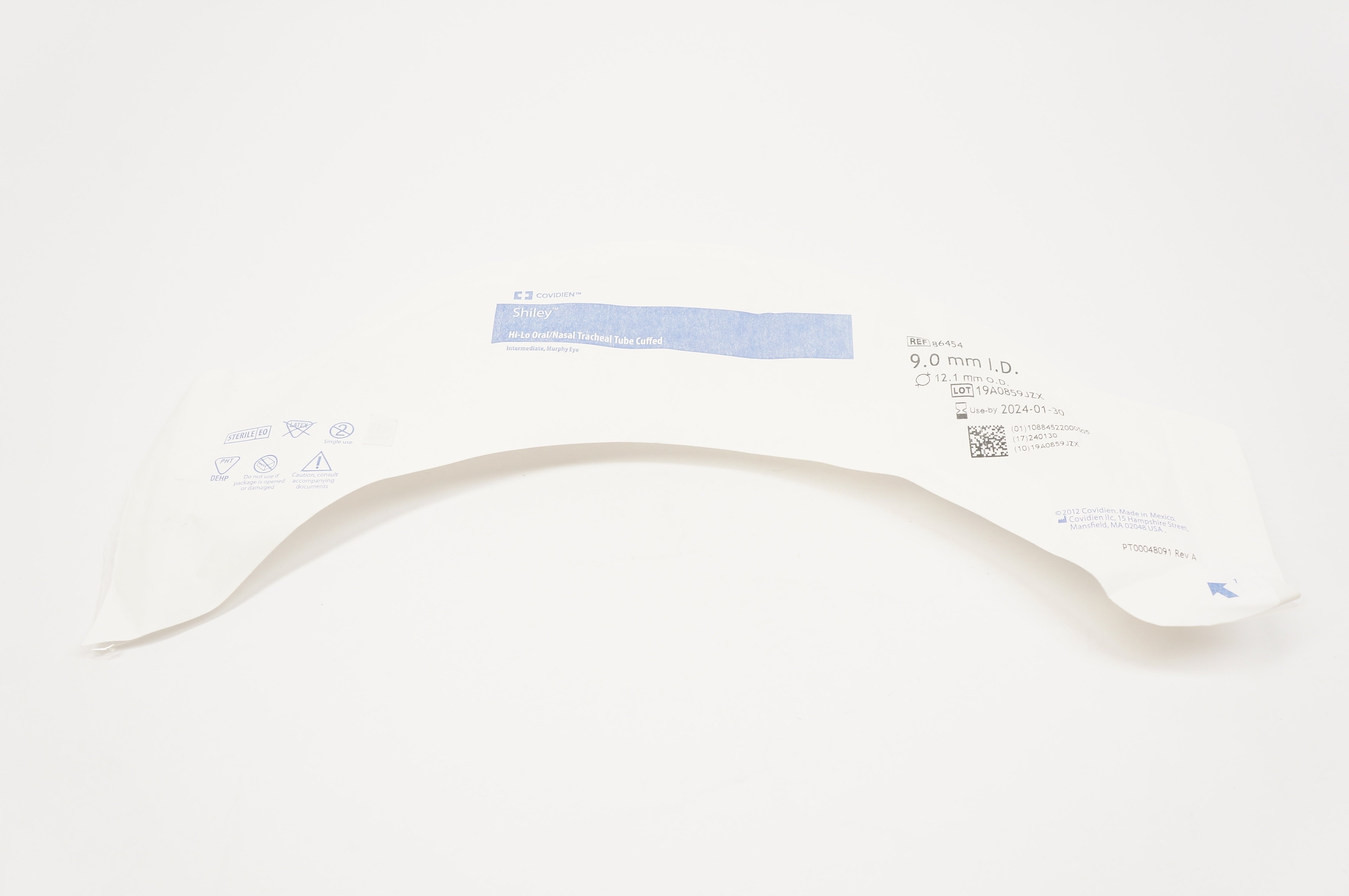 Covidien 86454 Shiley Hi-Lo Oral/Nasal Tracheal Tube Cuffed 9.0mm x 12.1mm OD(x)