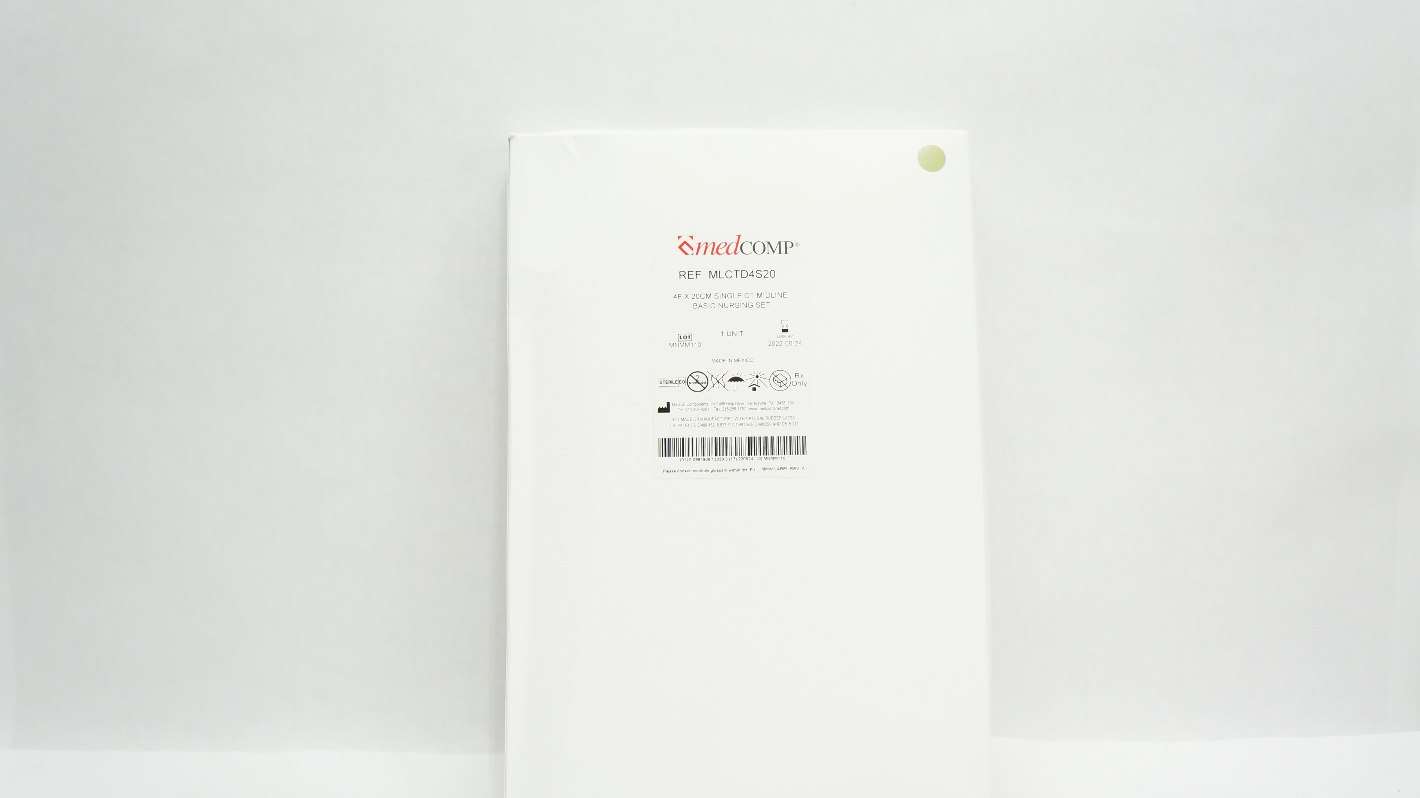 MedComp MLCTD4S20 Single CT Midline Basic Nursing Set 4F x 20cm (x)