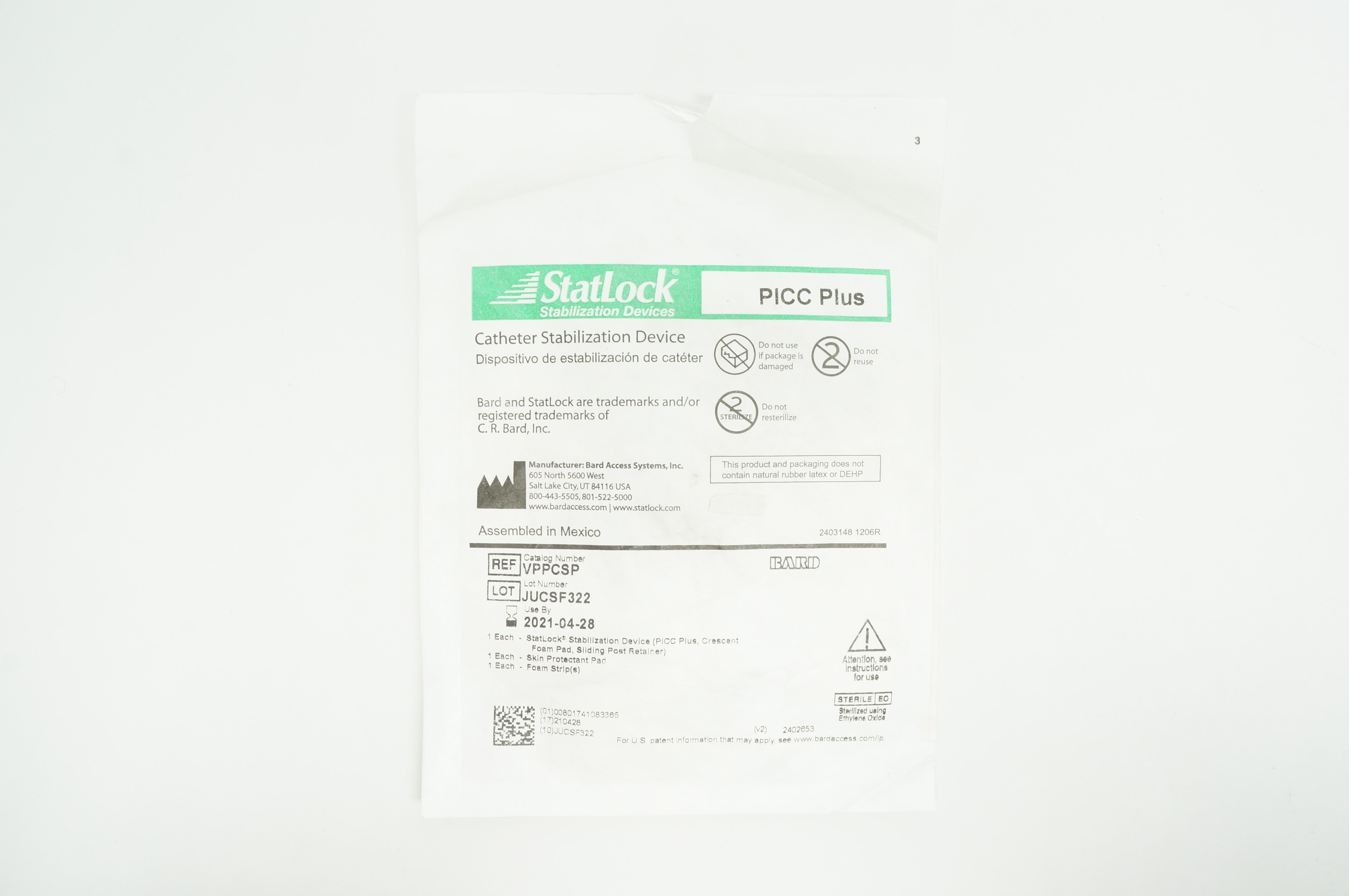 Bard VPPCSP StatLock Catheter Stabilization Device PICC Plus
