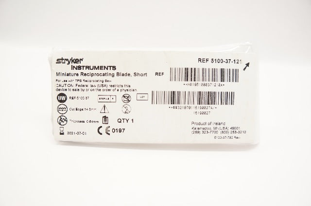 Stryker 5100-37-121 Miniature Reciprocating Blade, Short 14.5mm x 0.64mm (x)