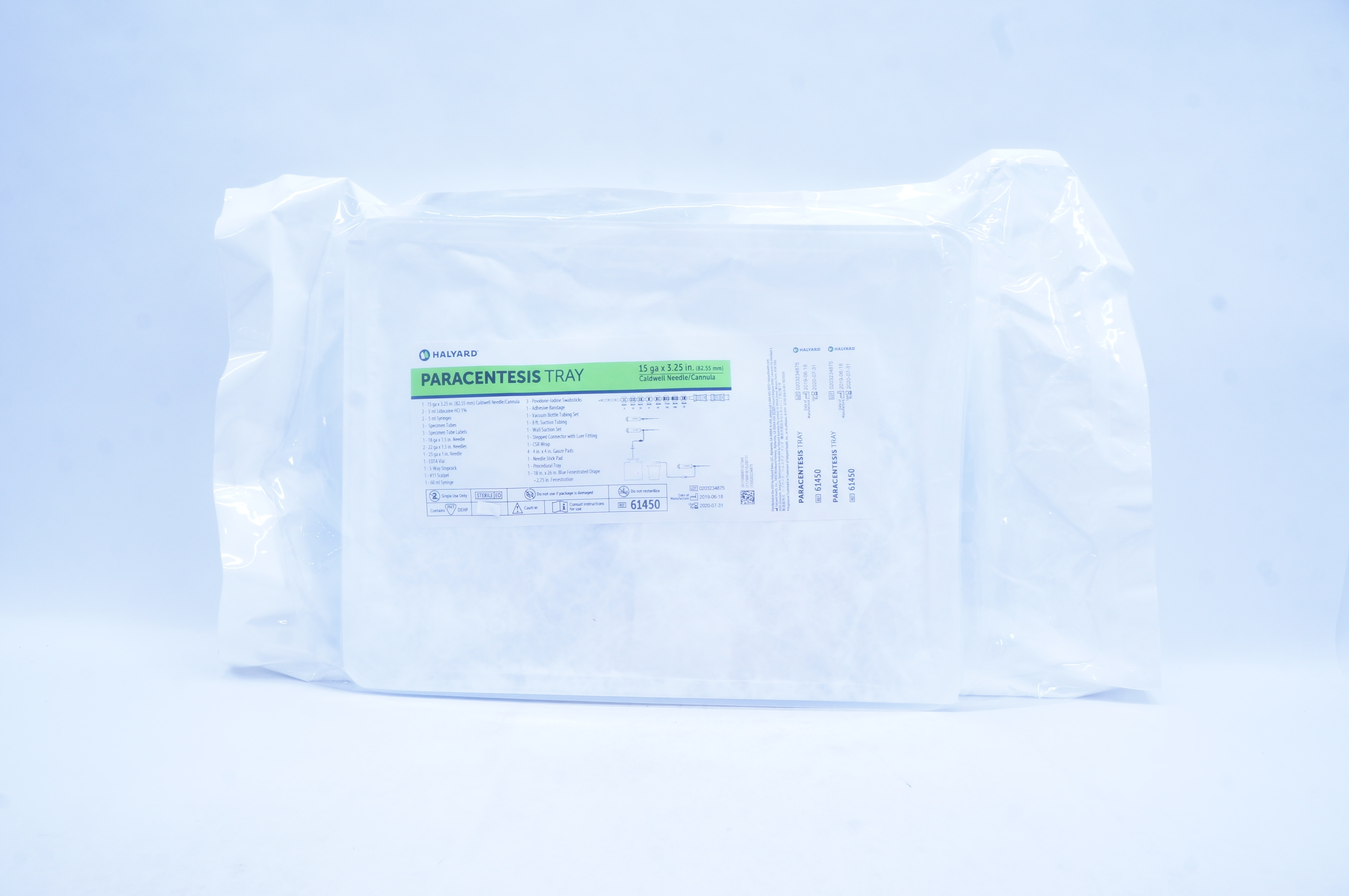 Halyard 61450 Paracentesis Tray, Caldwell Ndle/Cannula 15ga x 3.25 inch (x)