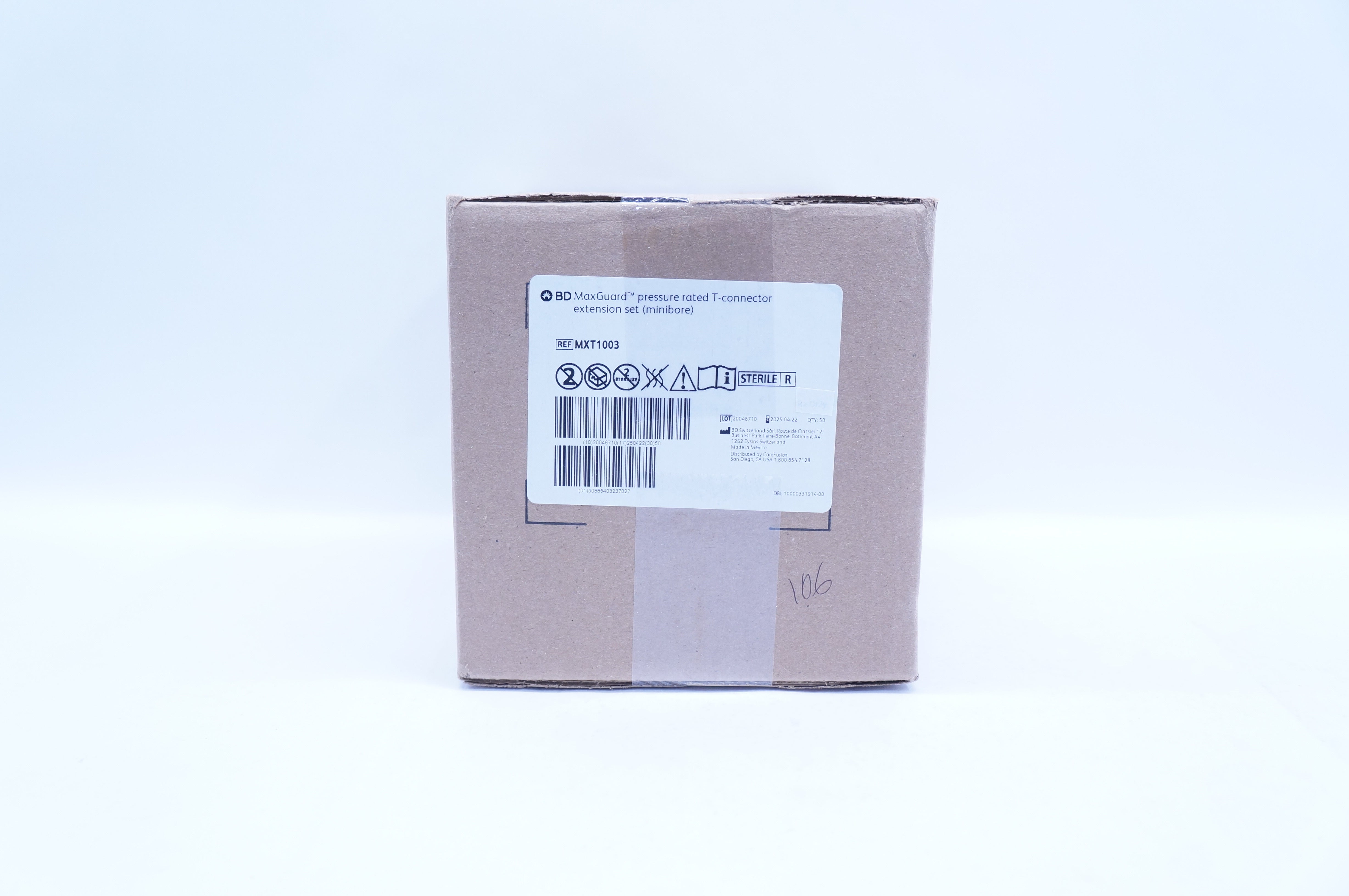 BD MXT1003 MaxGuard Pressure Rated TConnector Extension Set 0.8ml