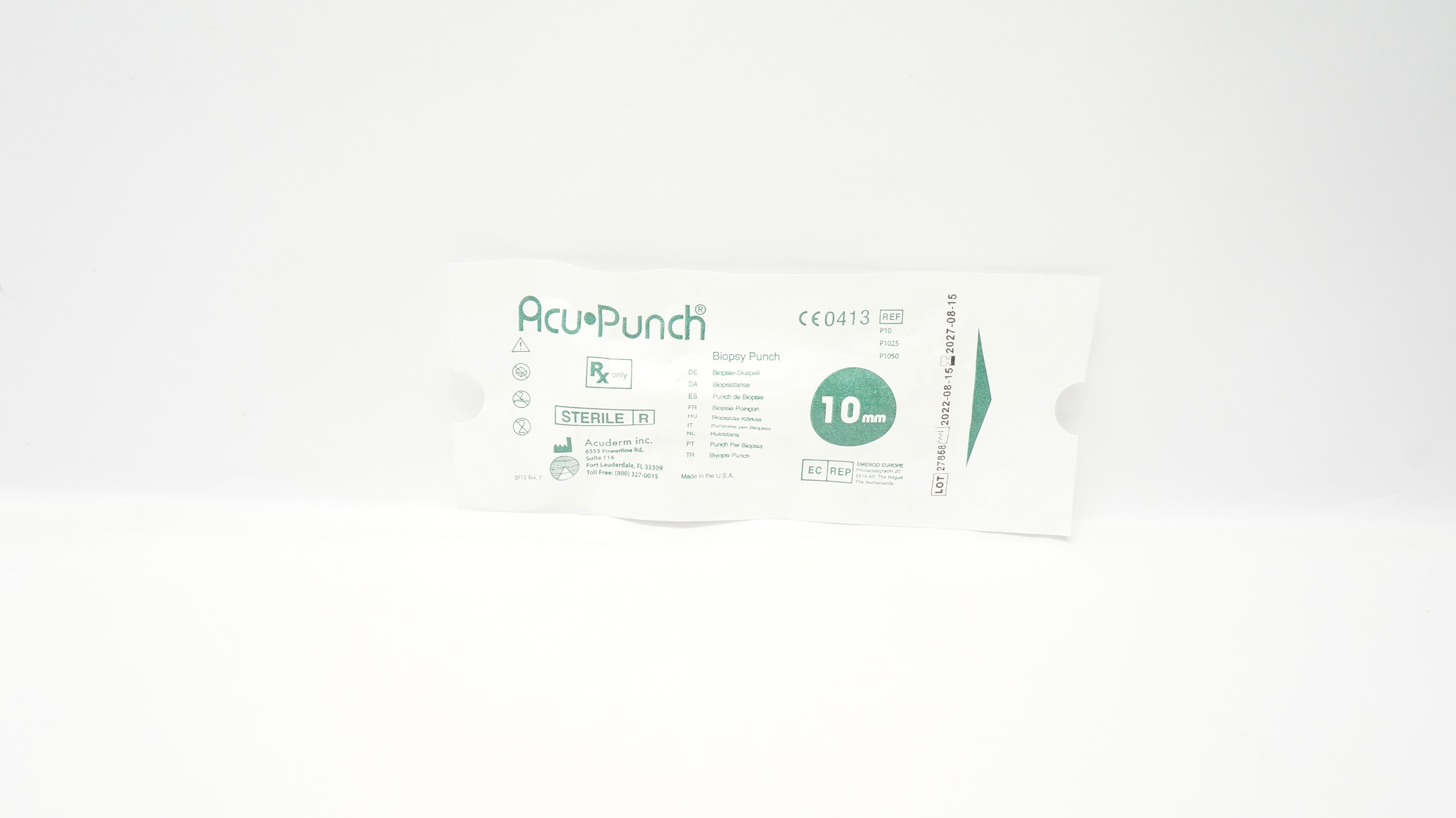 Acuderm P10/P1025/P1050 ACU-Punch Biopsy Punch 10mm