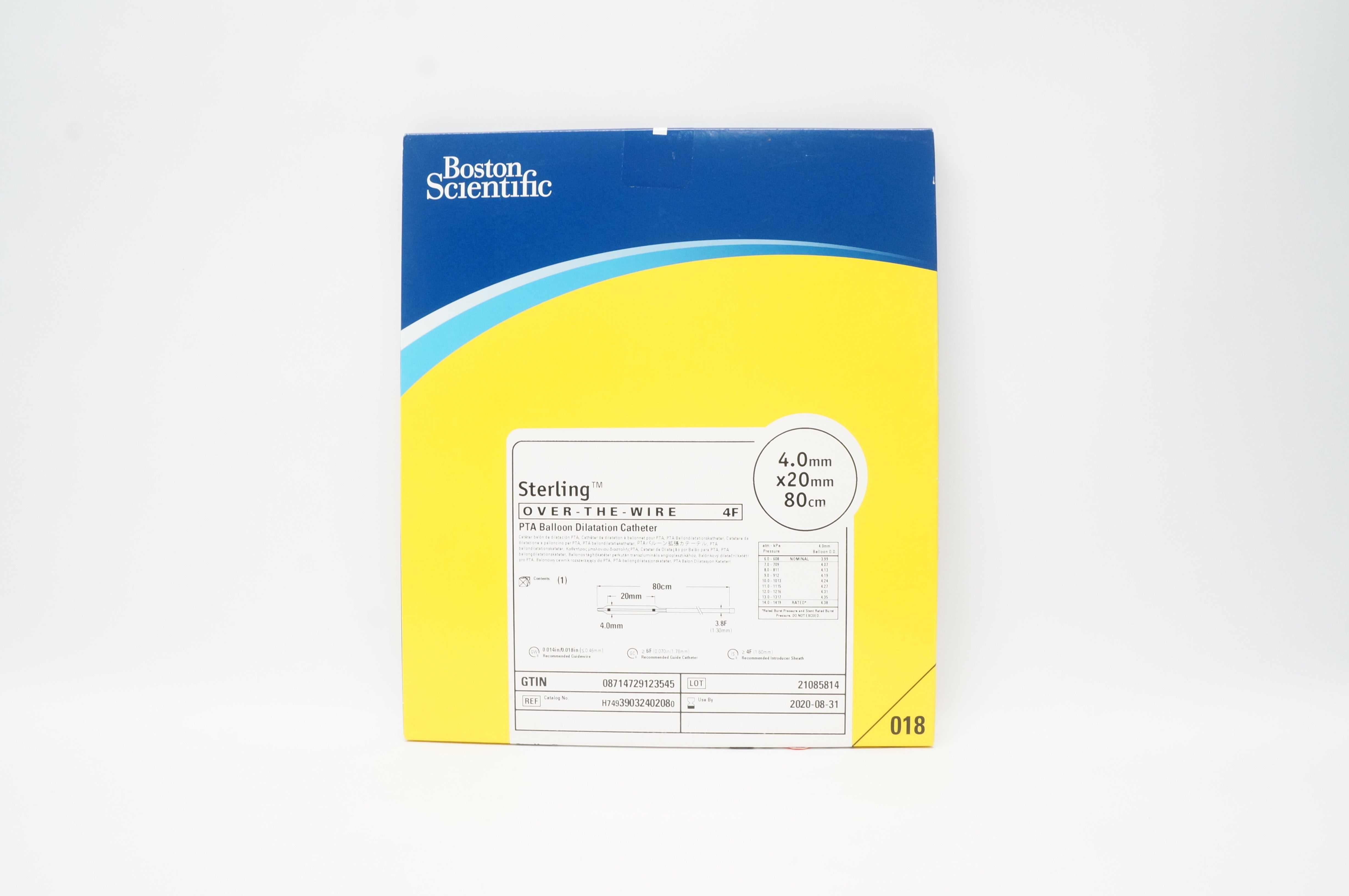 Boston Scientific 3903240208 Sterling SL Over-the-Wire 4F x 4.0 x 20mm x 80cm(x)