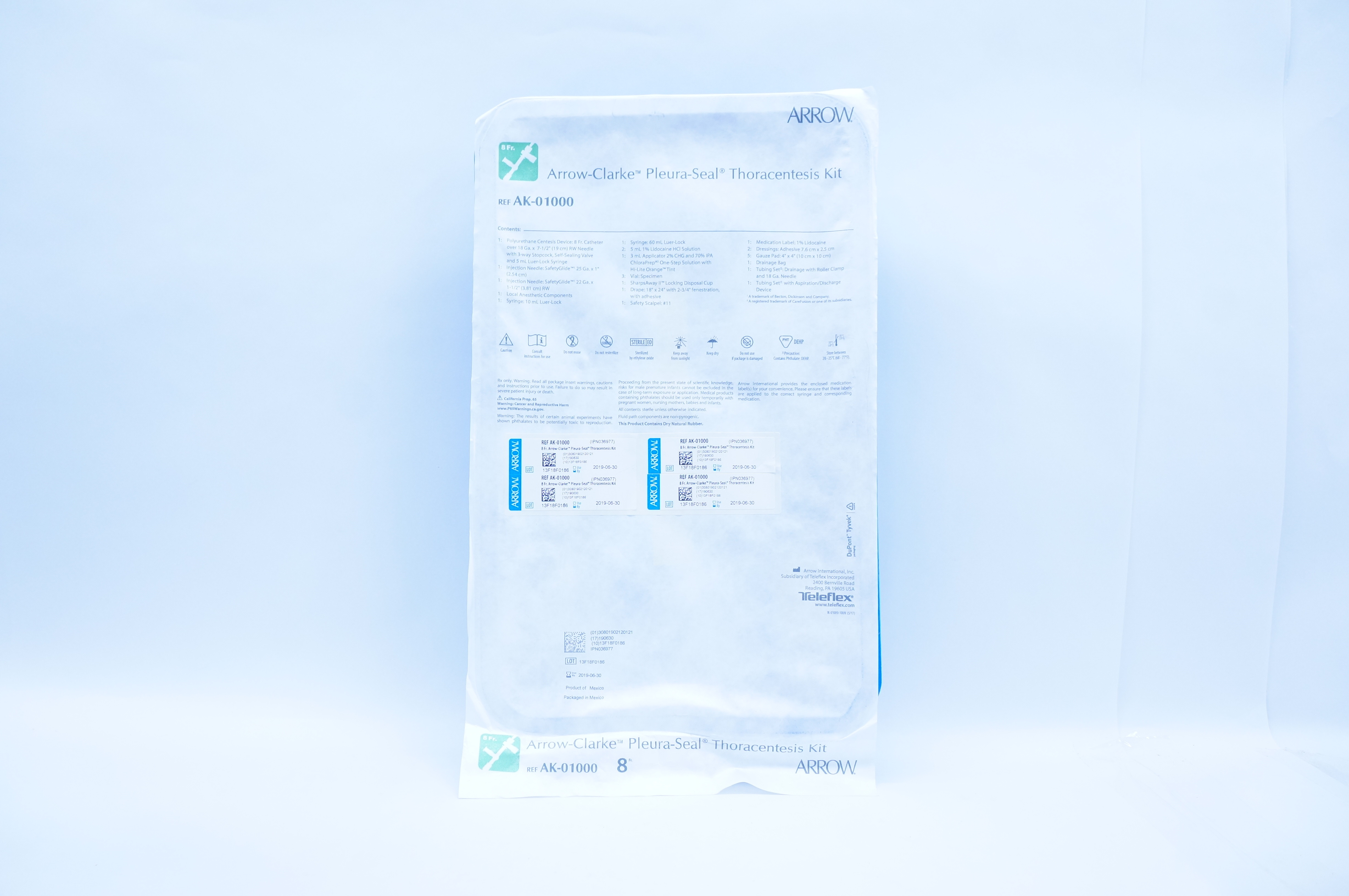 Arrow AK-01000 Arrow-Clarke Pleura Seal Thoracentesis Kit 8 Fr (x)