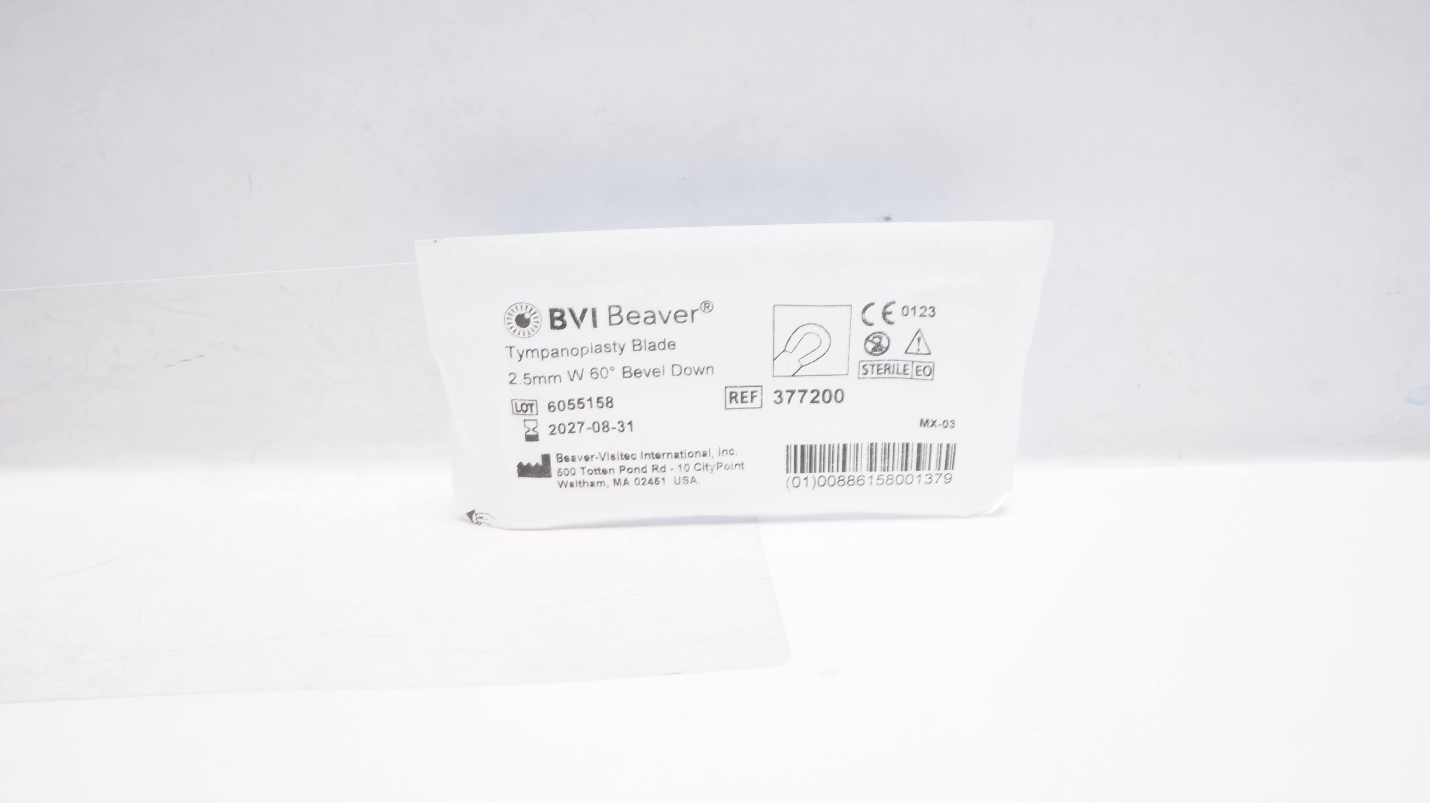 BVI Beaver 377200 Tympanoplasty Blade 2.5mm W 60 Degree Bevel Down