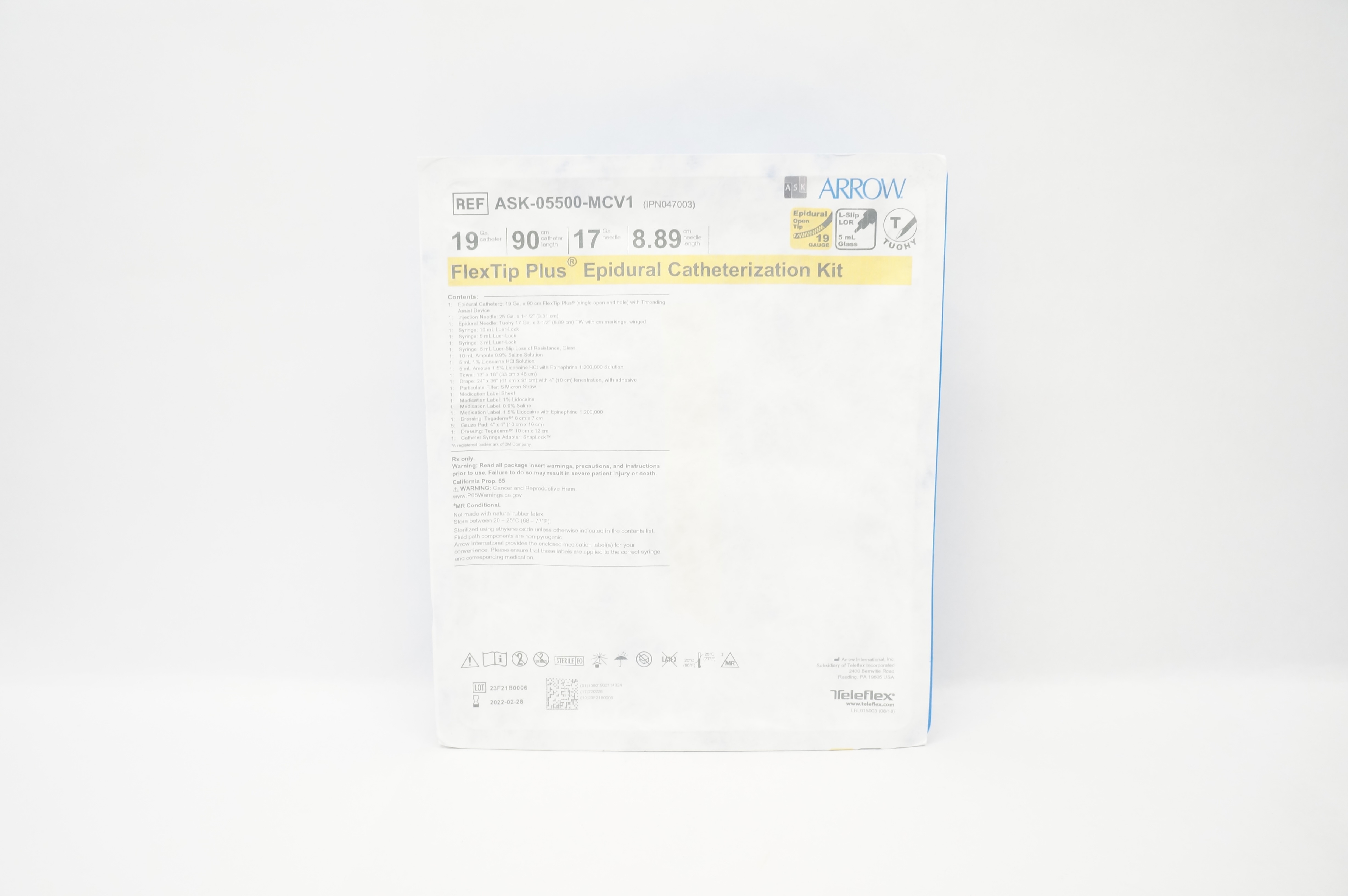 Teleflex ASK-05500-MCV1 Arrow FlexTip Plus Epidural Cath. Kit 19Ga x 90cm (x)