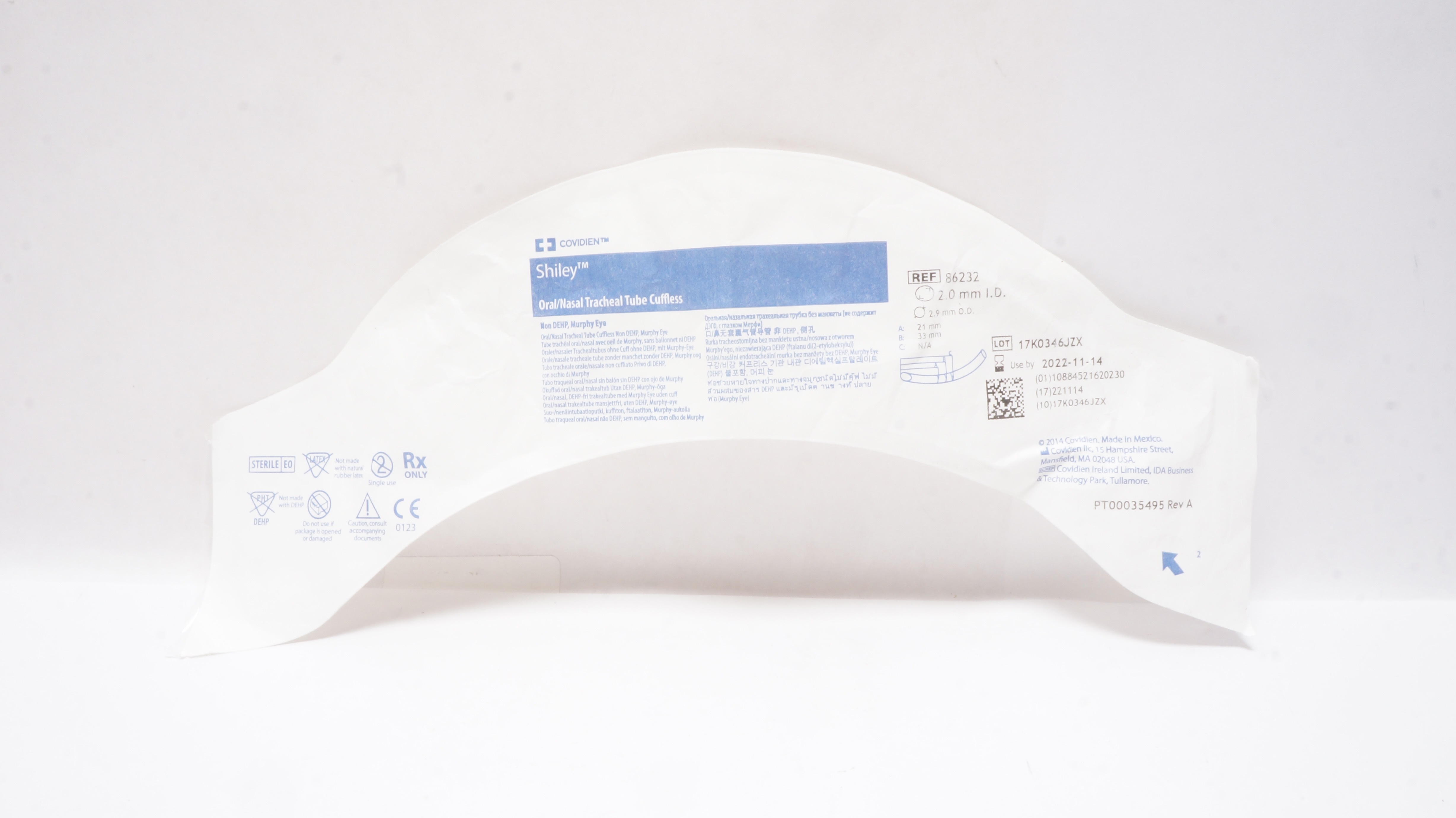 Covidien 86232 Mallinckrodt Oral/Nasal Tracheal Tube Cuffess 2.0mm x 2.9mm (x)