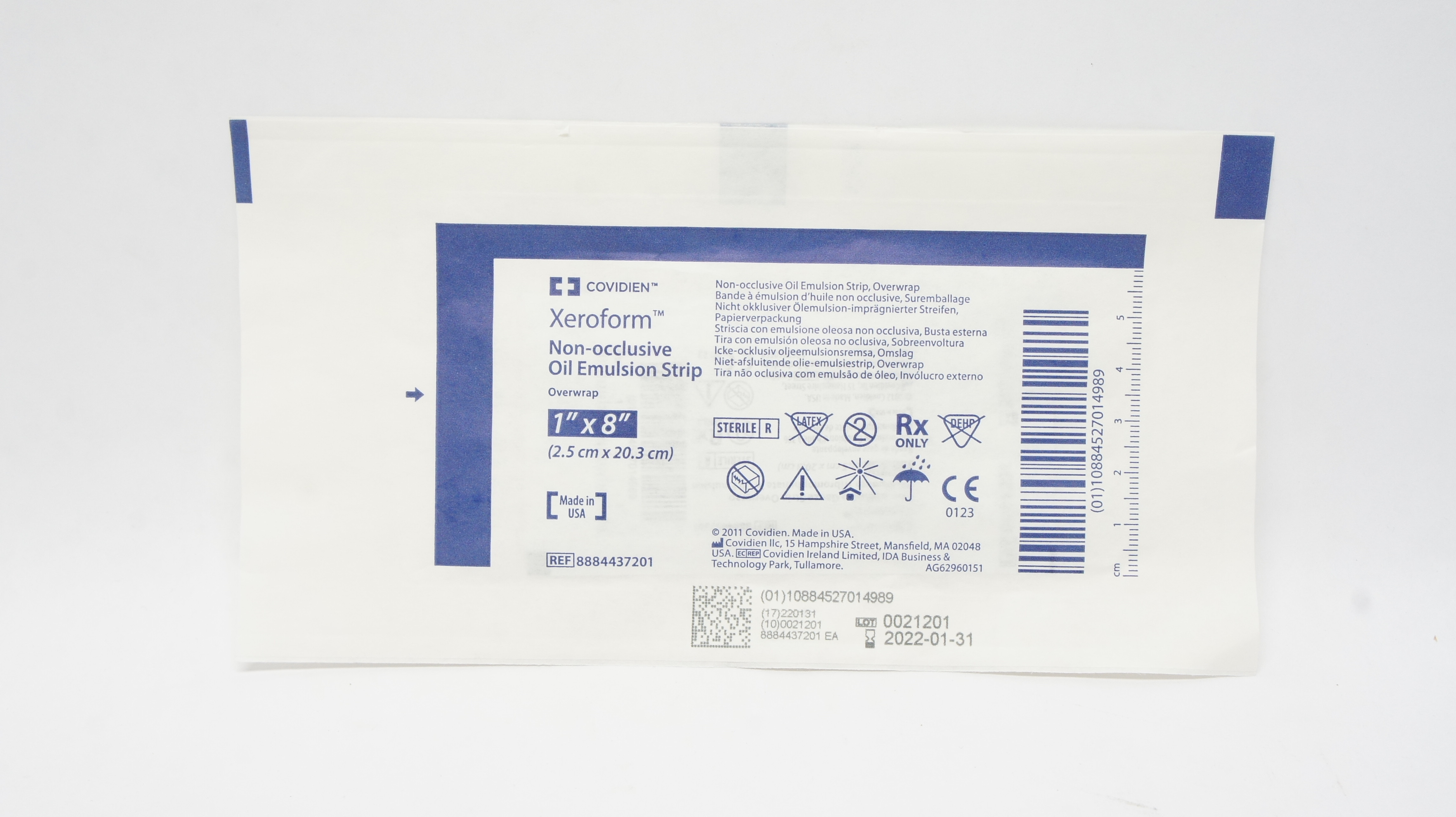 Covidien 8884437201 Xeroform Non-Occlusive Oil Emulsion Gauze Strip 1 x 8inch(x)