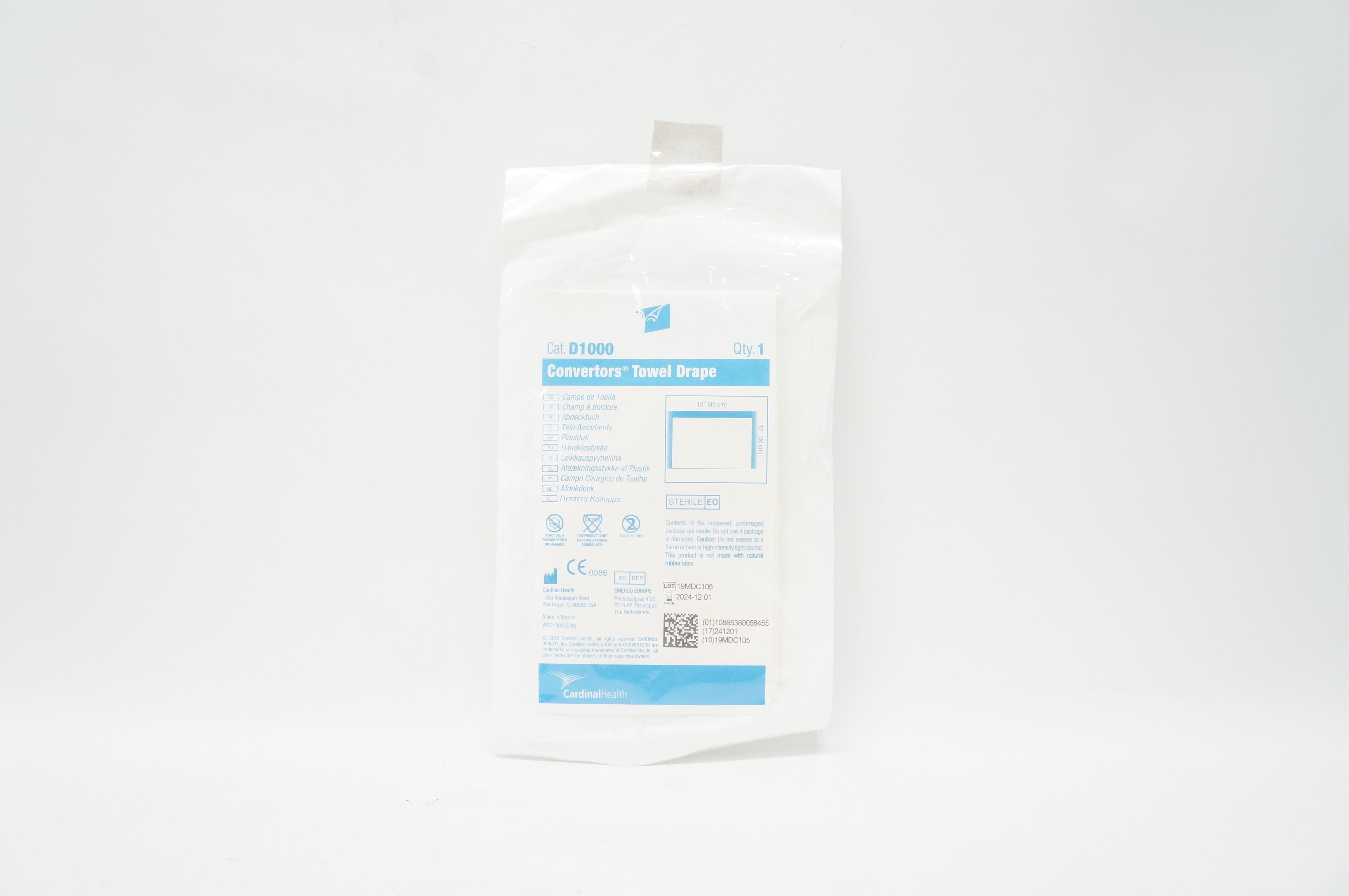 Cardinal Health D1000 Convertors Towel Drape 18 inch x 12 inch