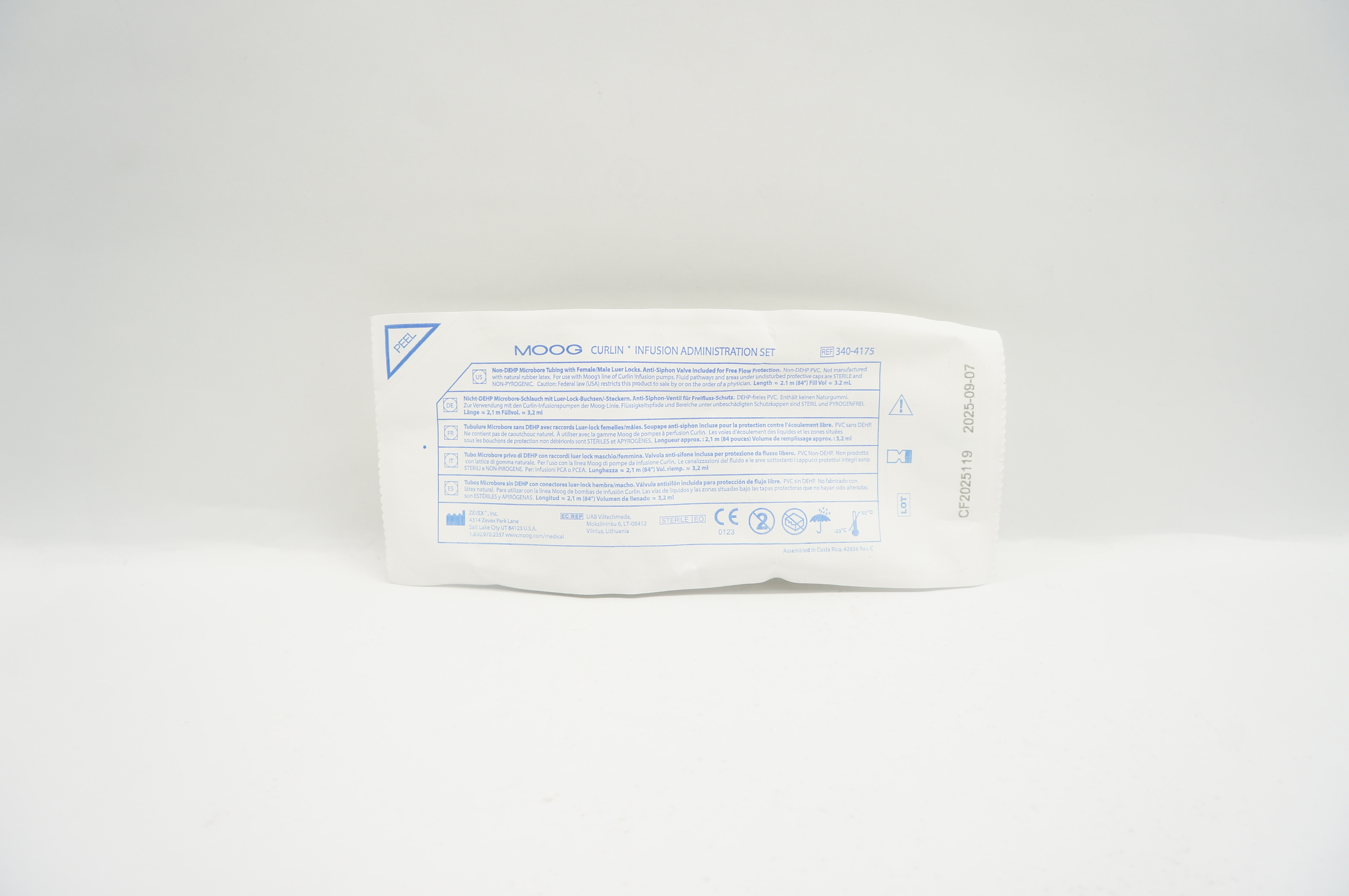 Zevex 340-4175 Moog Curlin Infusion Administration Set 84 inch x 3.2mL