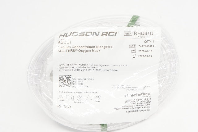 Teleflex RHO41U Hudson RCI See-Thru Oxygen Mask, Medium Concentration, Elongated