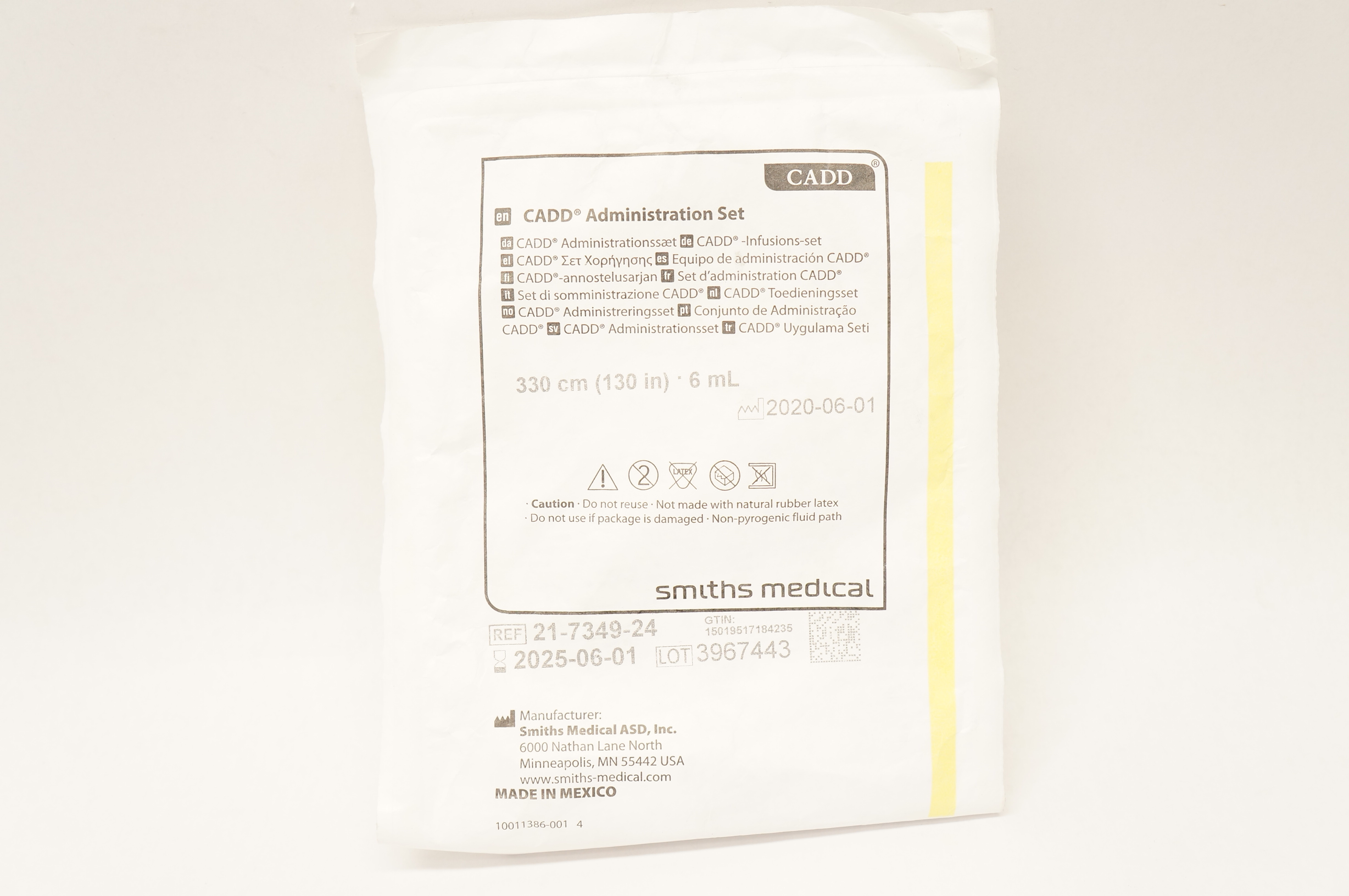 Smiths Medical 21-7349-24 CADD Administration Set 130 inch 6mL