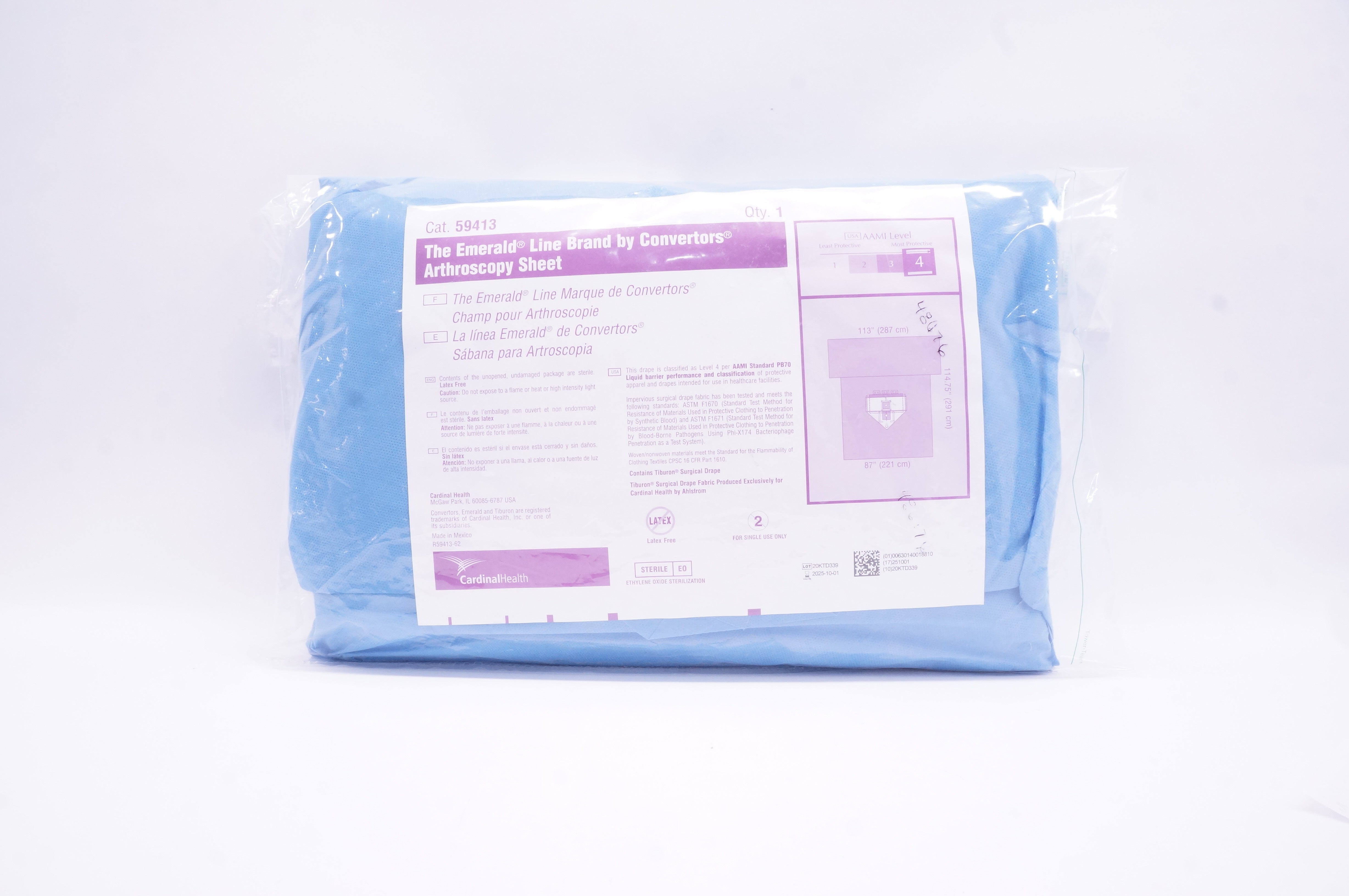 Cardinal Health 59413 The Emerald Arthroscopy Sheet 87 x 113 x 114.75inch