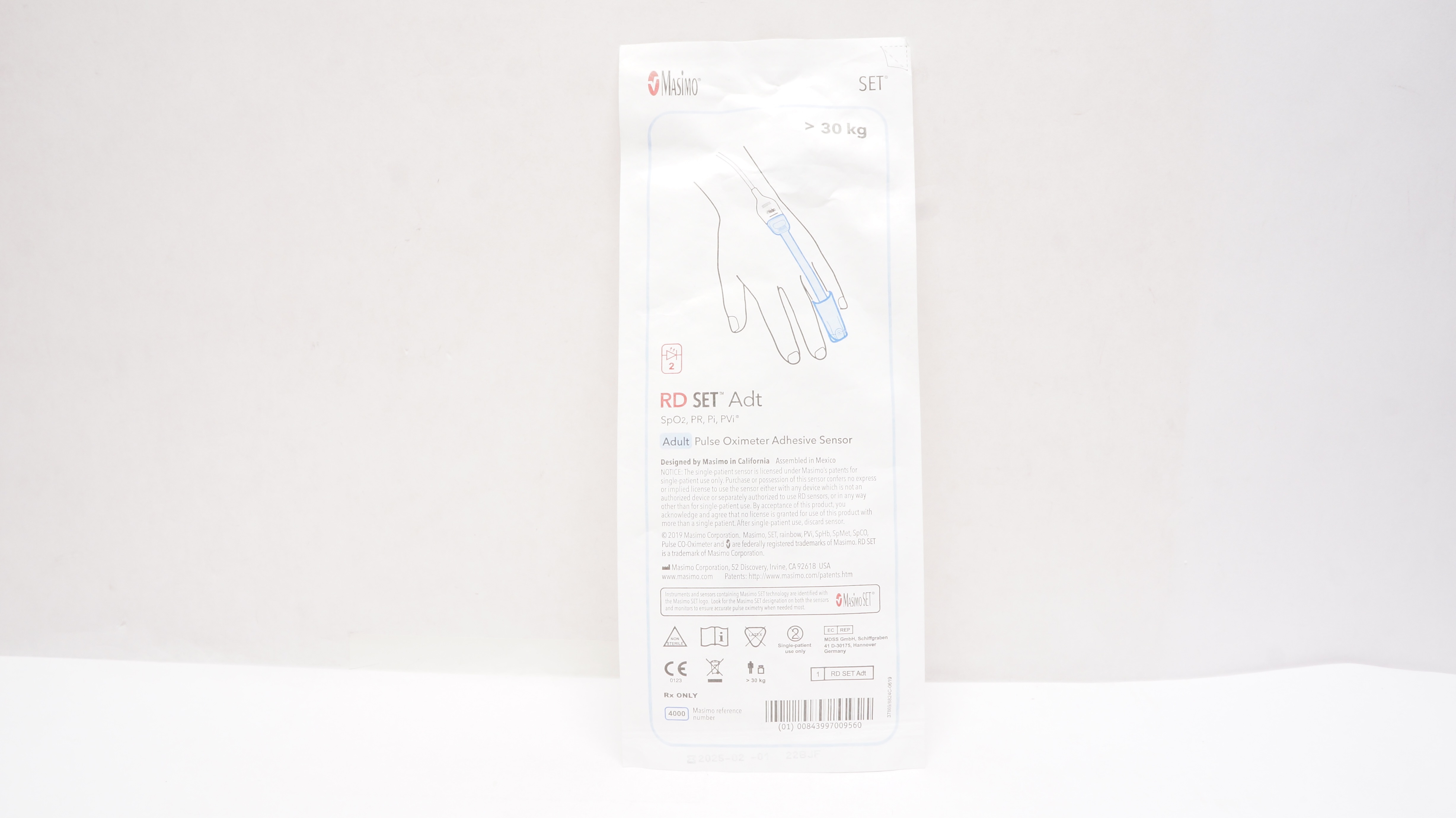 Masimo 4000 RD SET Adt Adult Pulse Oximeter Adhesive Sensor >30kg