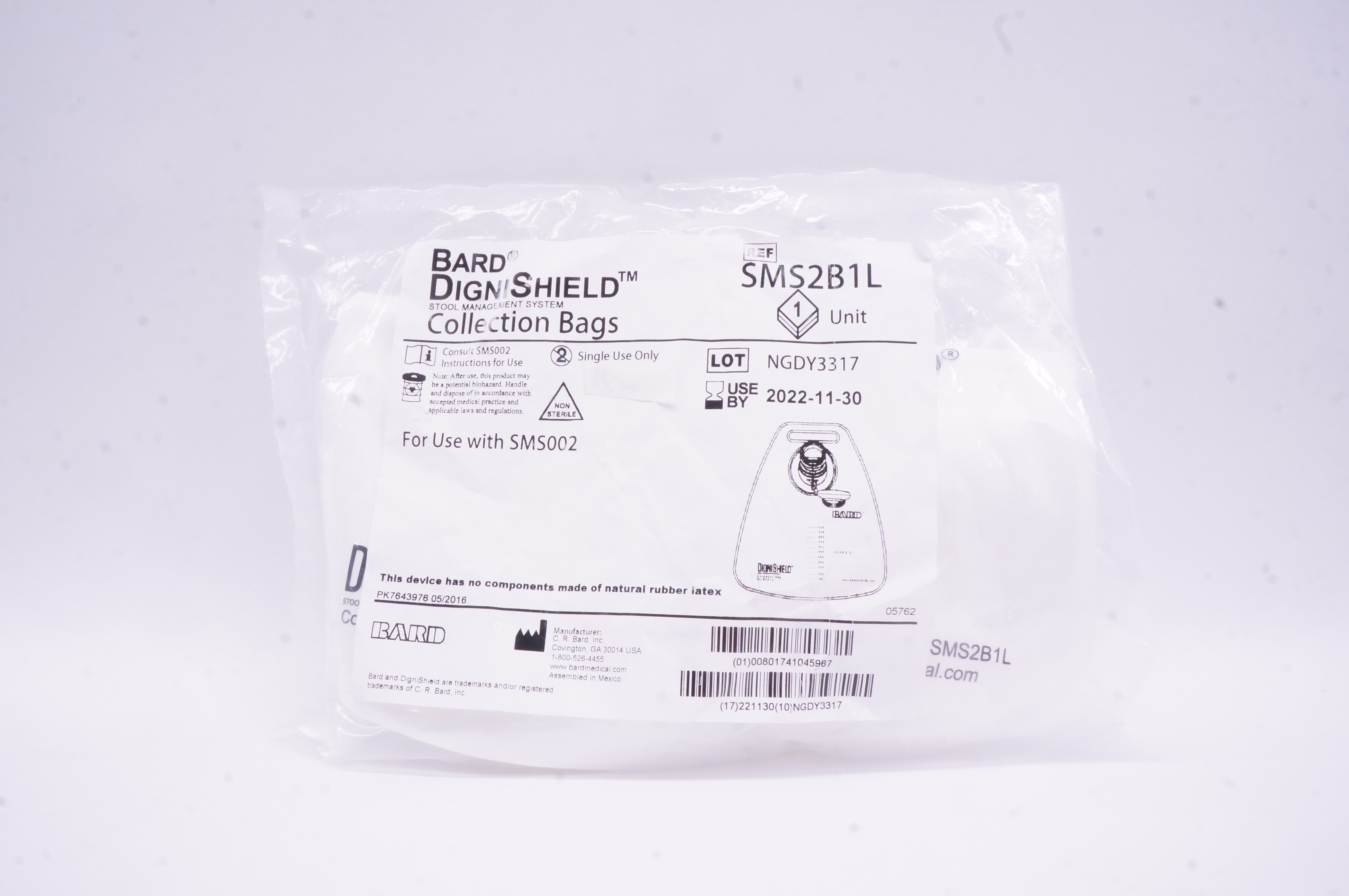 Bard SMS2B1L DigniShield Stool Management System Collection Bags (x)