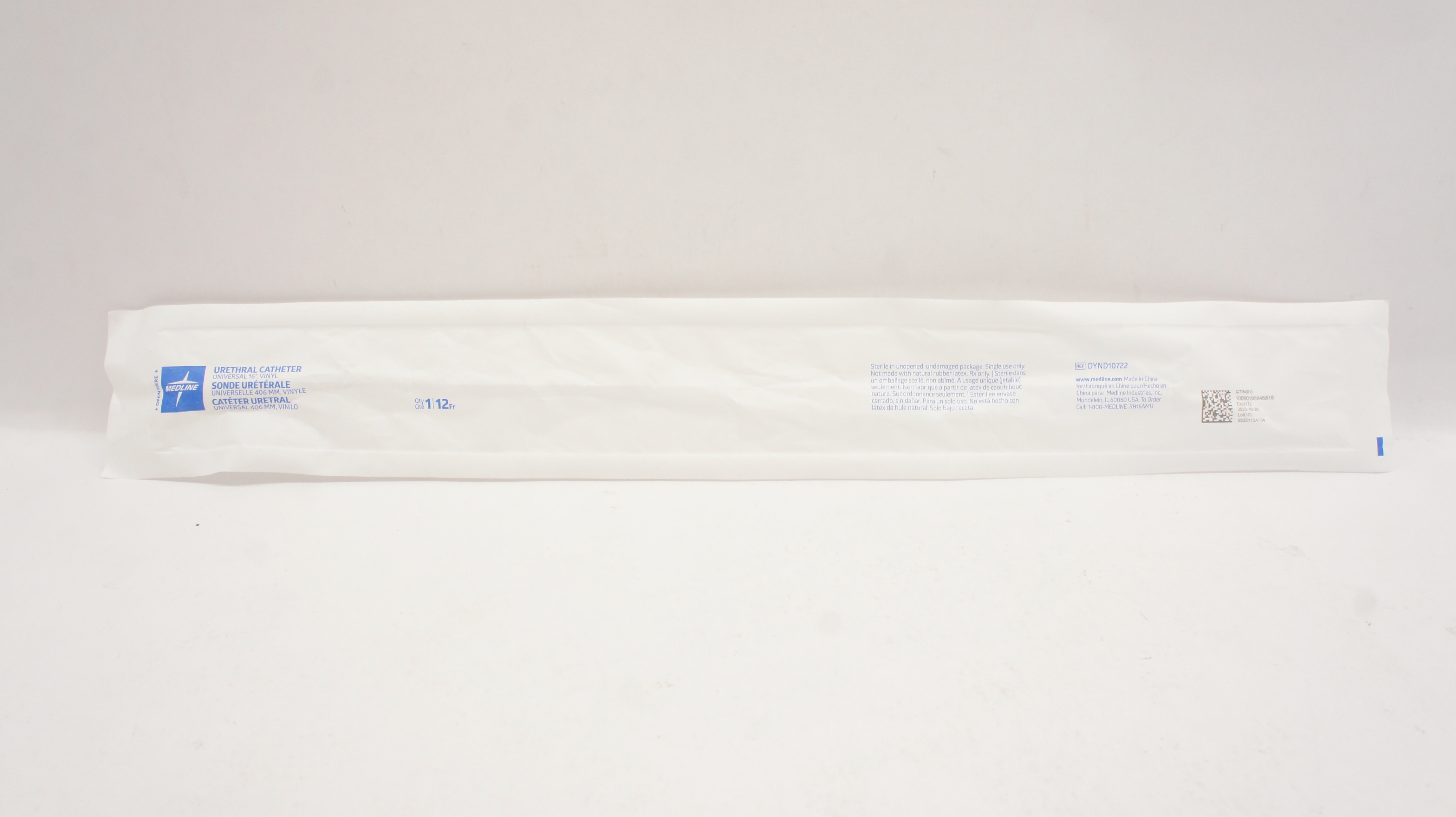 Medline DYND10722 Urethral Cath, Universal  12Fr x 16inch