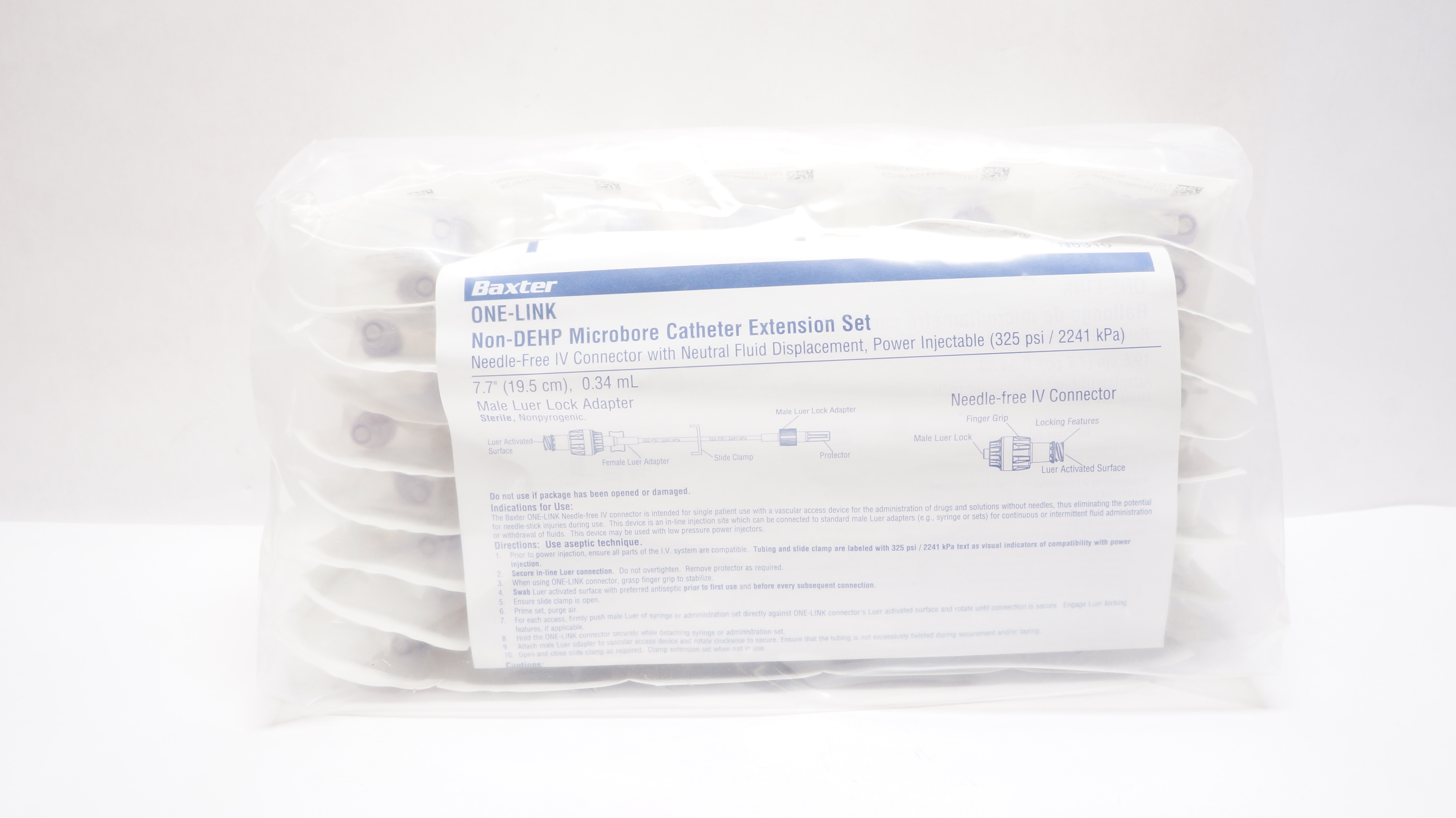 Baxter 7N8310 ONE-LINK Non-DEHP Microbore Cath. Extension Set 7.7inch x 0.34mL