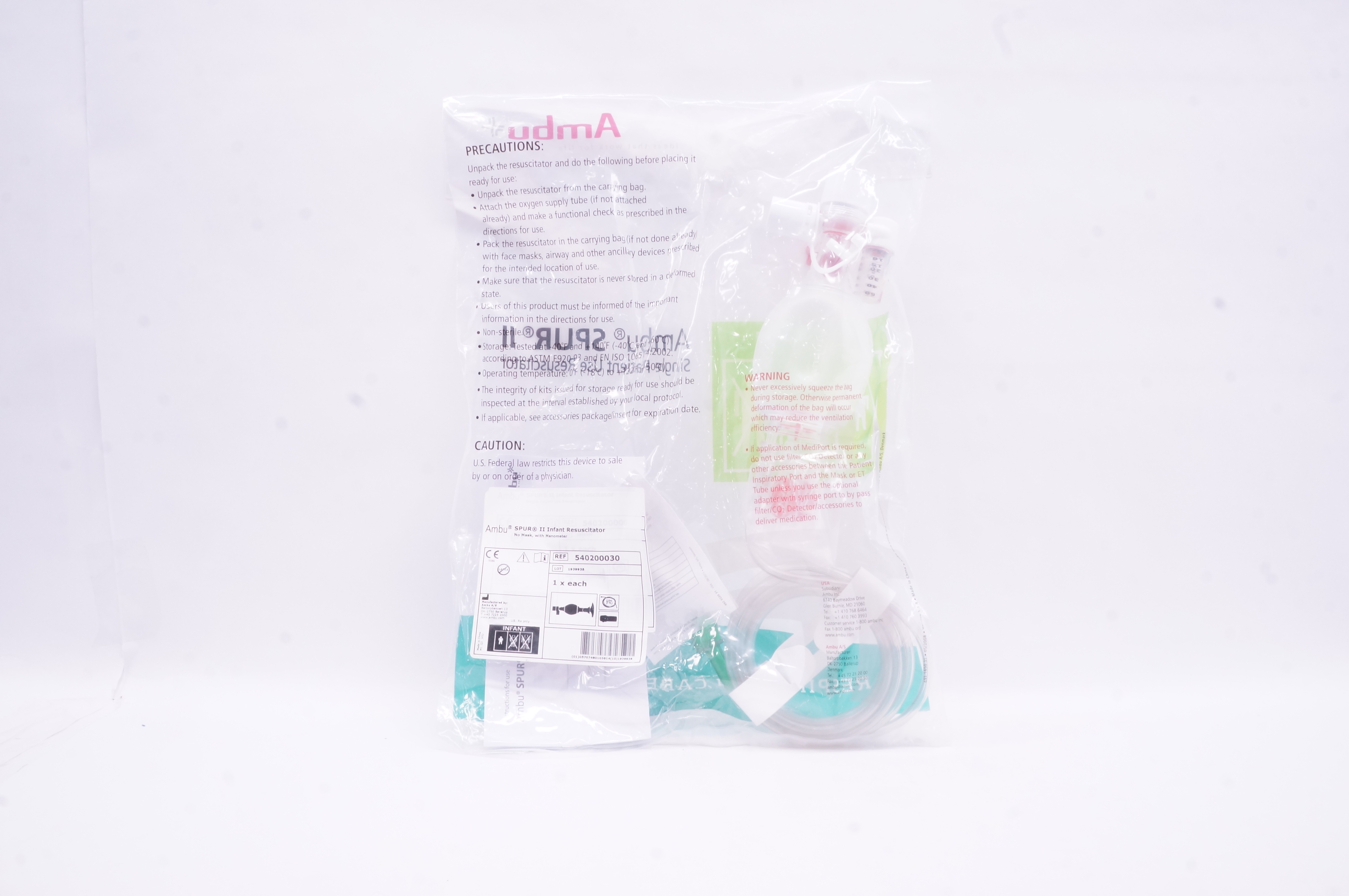 Ambu 540200030 Spur II Infant Resuscitator, No Mask, With Manometer (x)