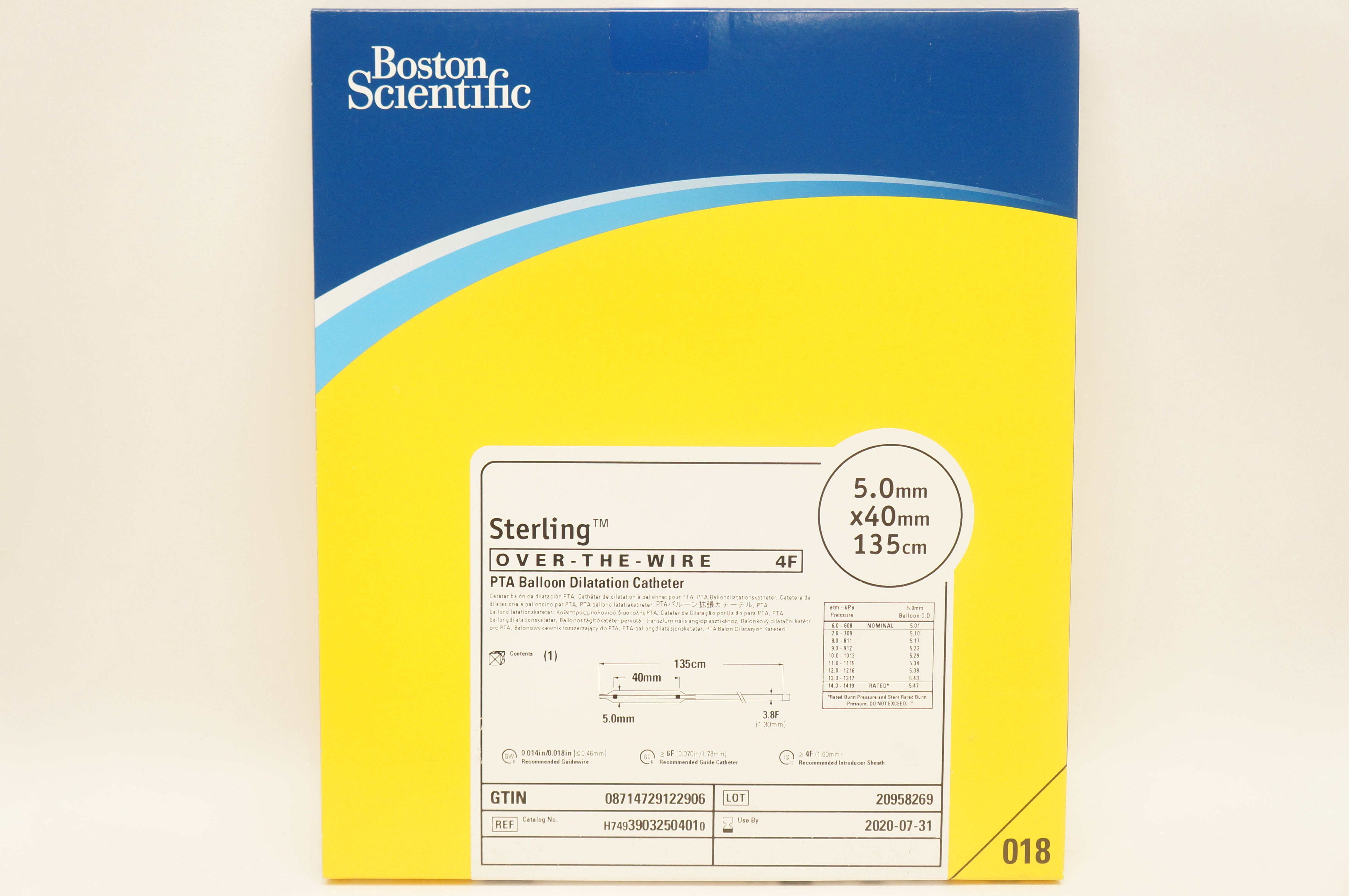 Boston Scientific 3903250401 Sterling SL Over-the-Wire 4F x 5.0x 40mm x 135cm(x)