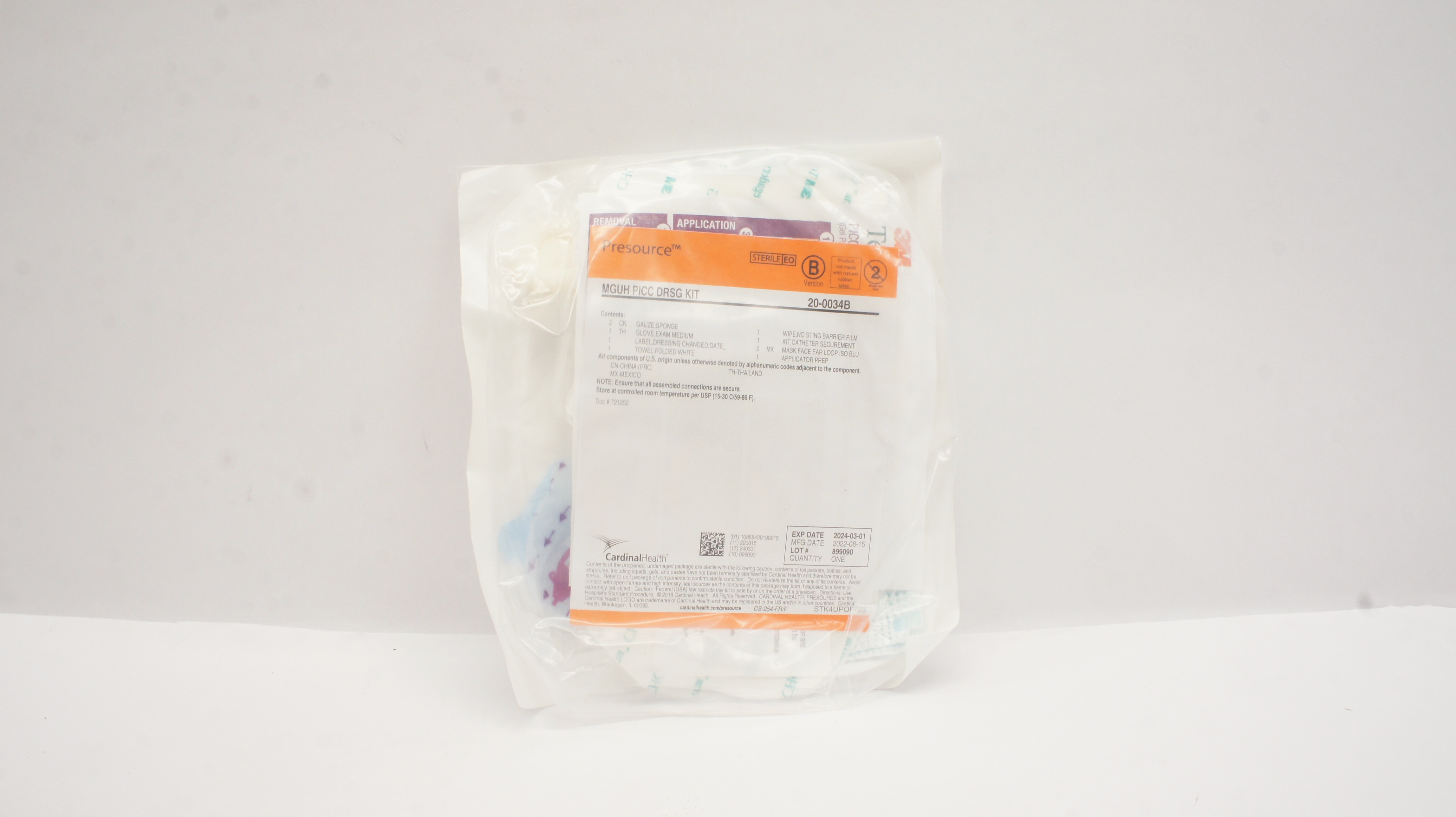 Cardinal Health 20-0034B Presource MGUH PICC DRSG Kit