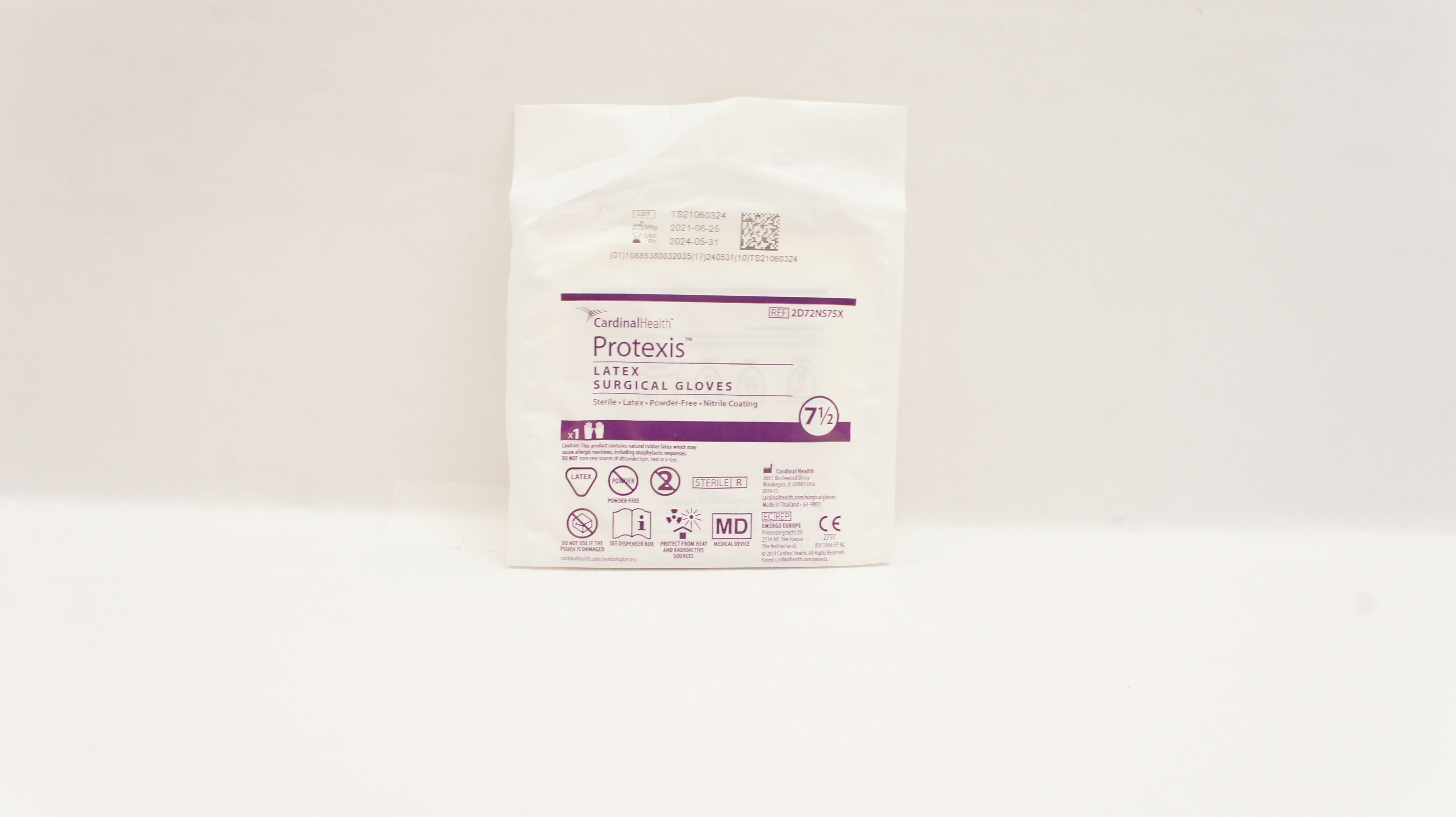 Cardinal Health 2D72NS75X Protexis Latex Sterile Surgical Gloves Size 7-1/2