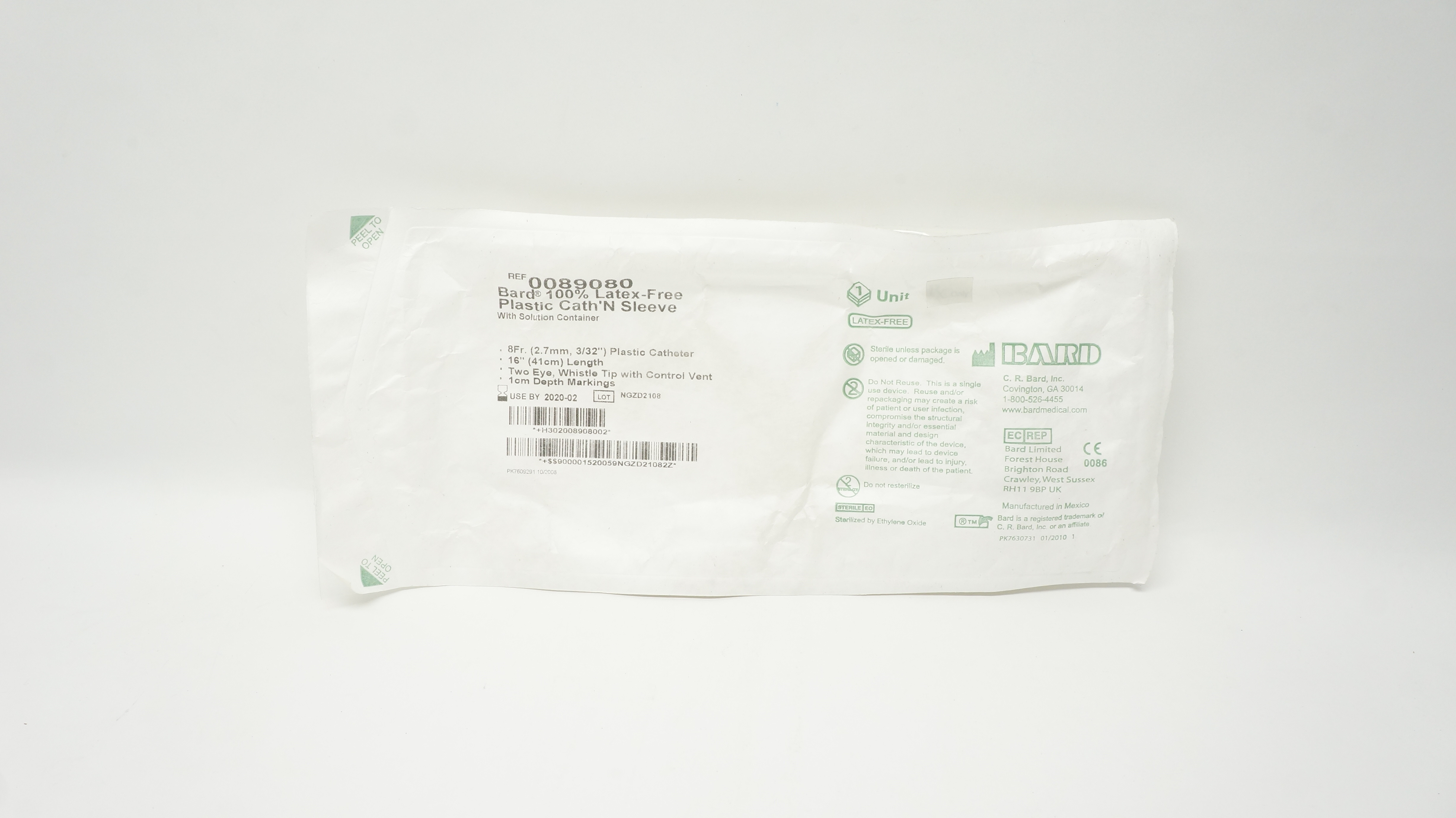 Bard 0089080 Plastic Cath'N Sleeve With Solution Container 8Fr x 16inch x 1cm(x)