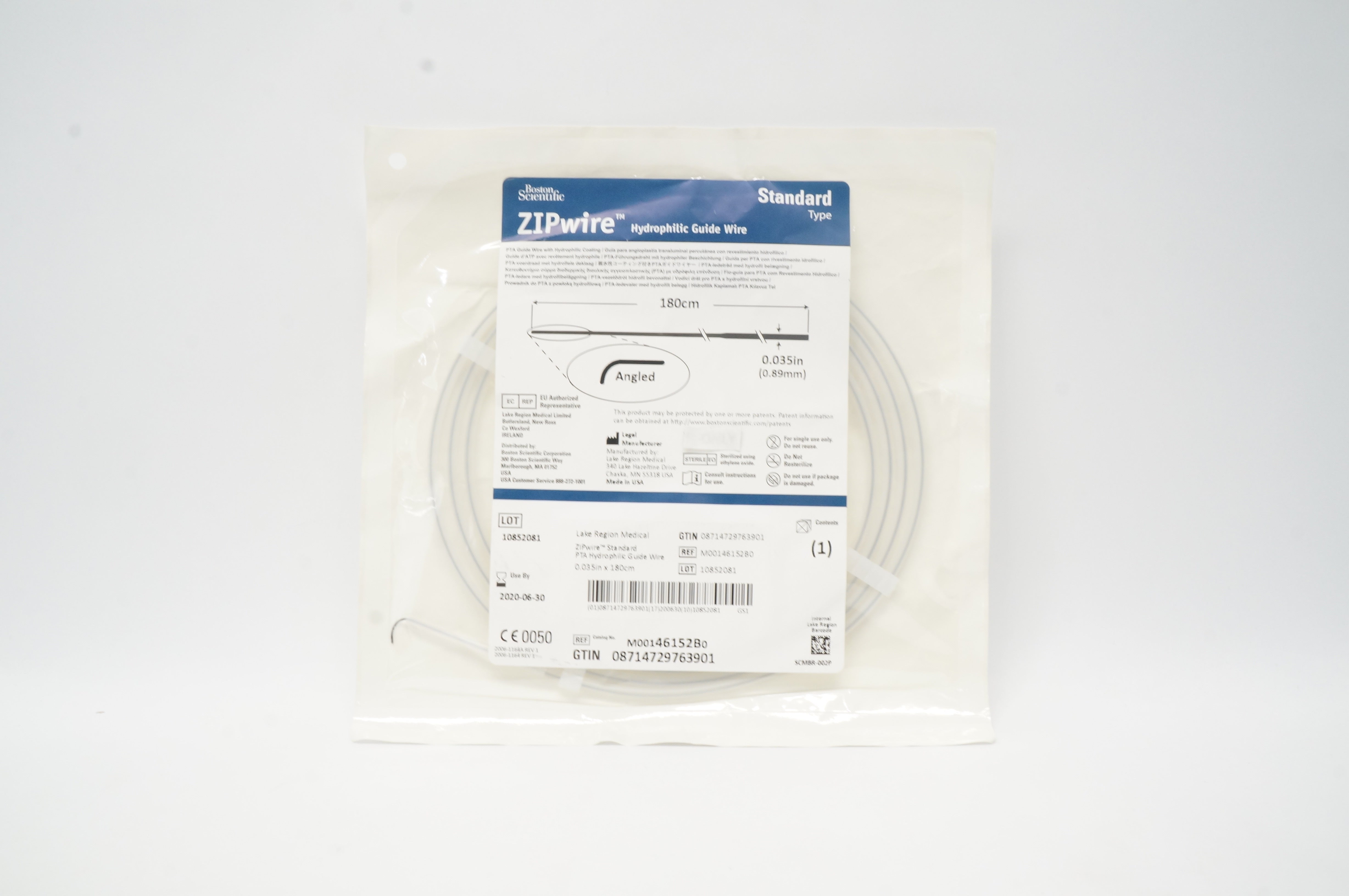 Boston Scientific M00146152B0 ZIPwire Hydrophilic Guidewire 0.035 in.x 180cm (x)