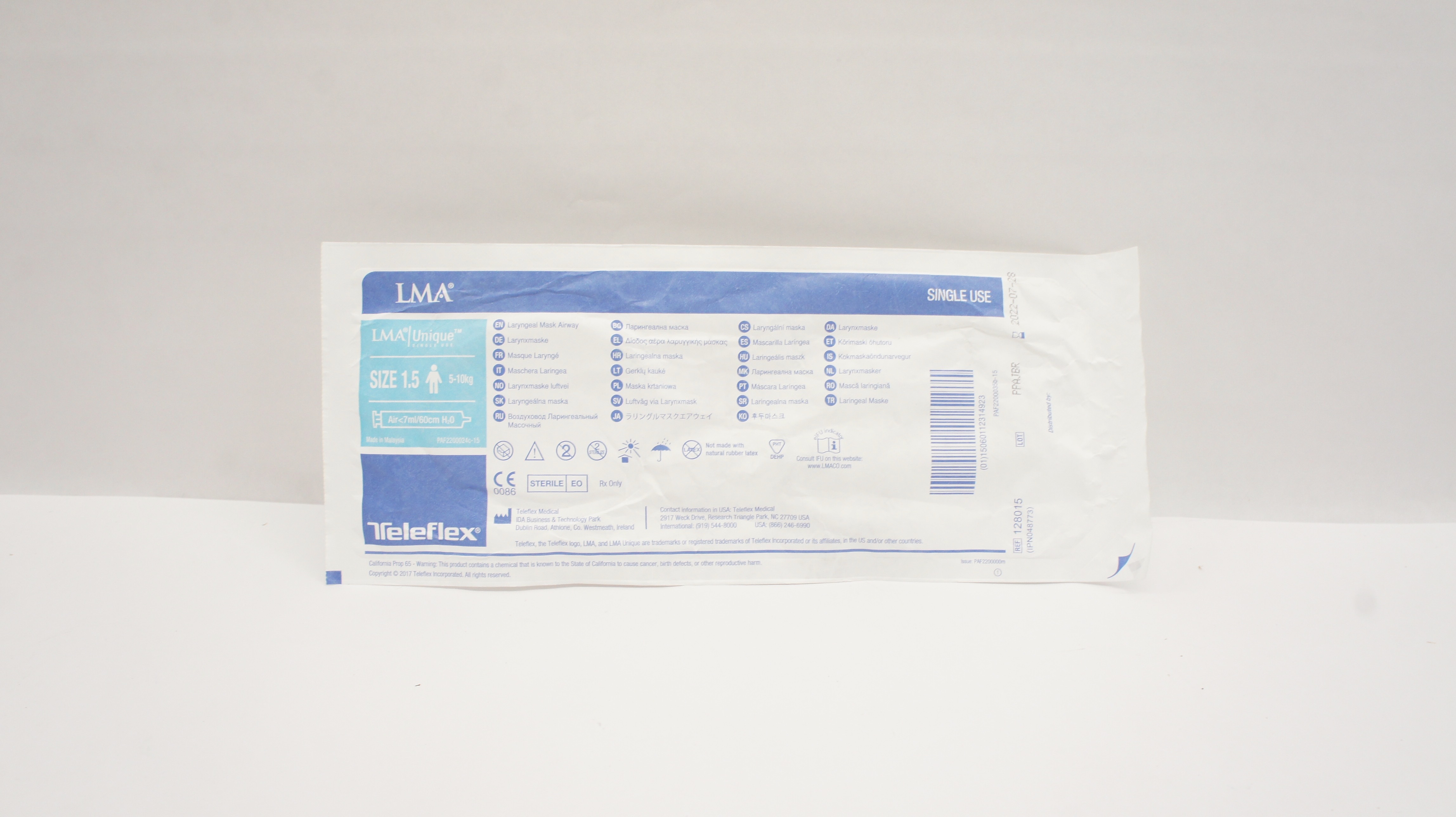Teleflex 128015 LMA Laryngeal Mask Size 1.5 5-10kg (x)