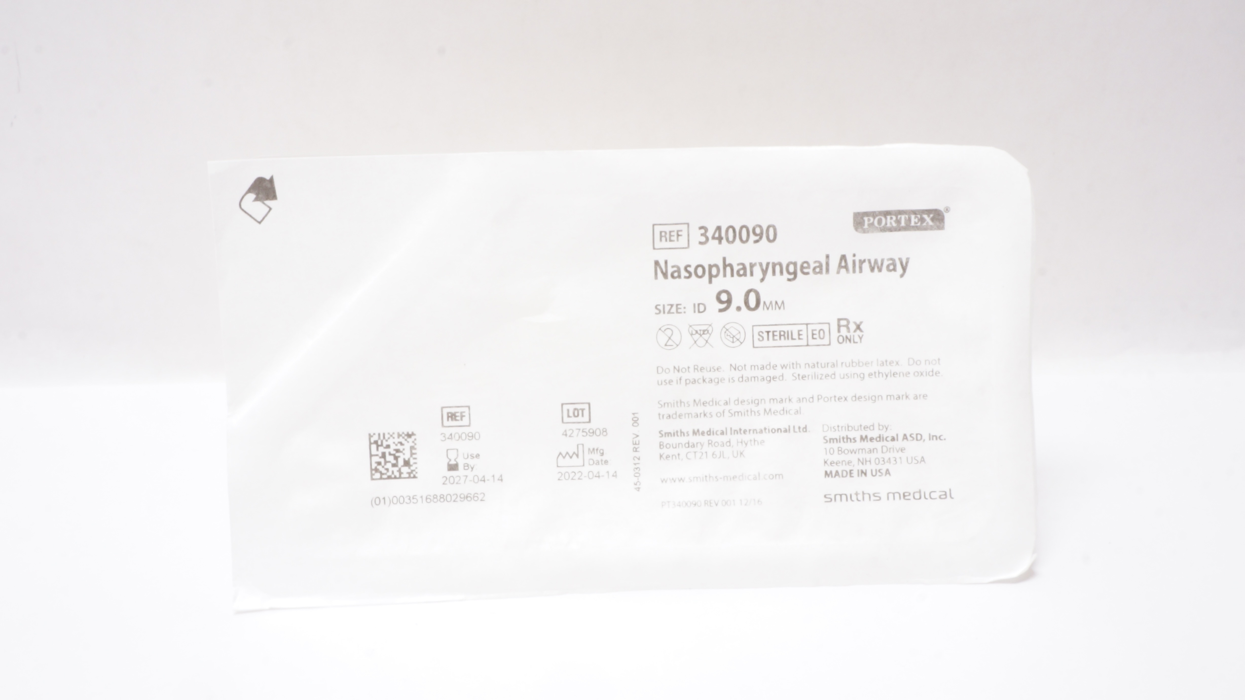 Smiths Medical 340090 Portex Nasopharyngeal Airway ID 9.0mm