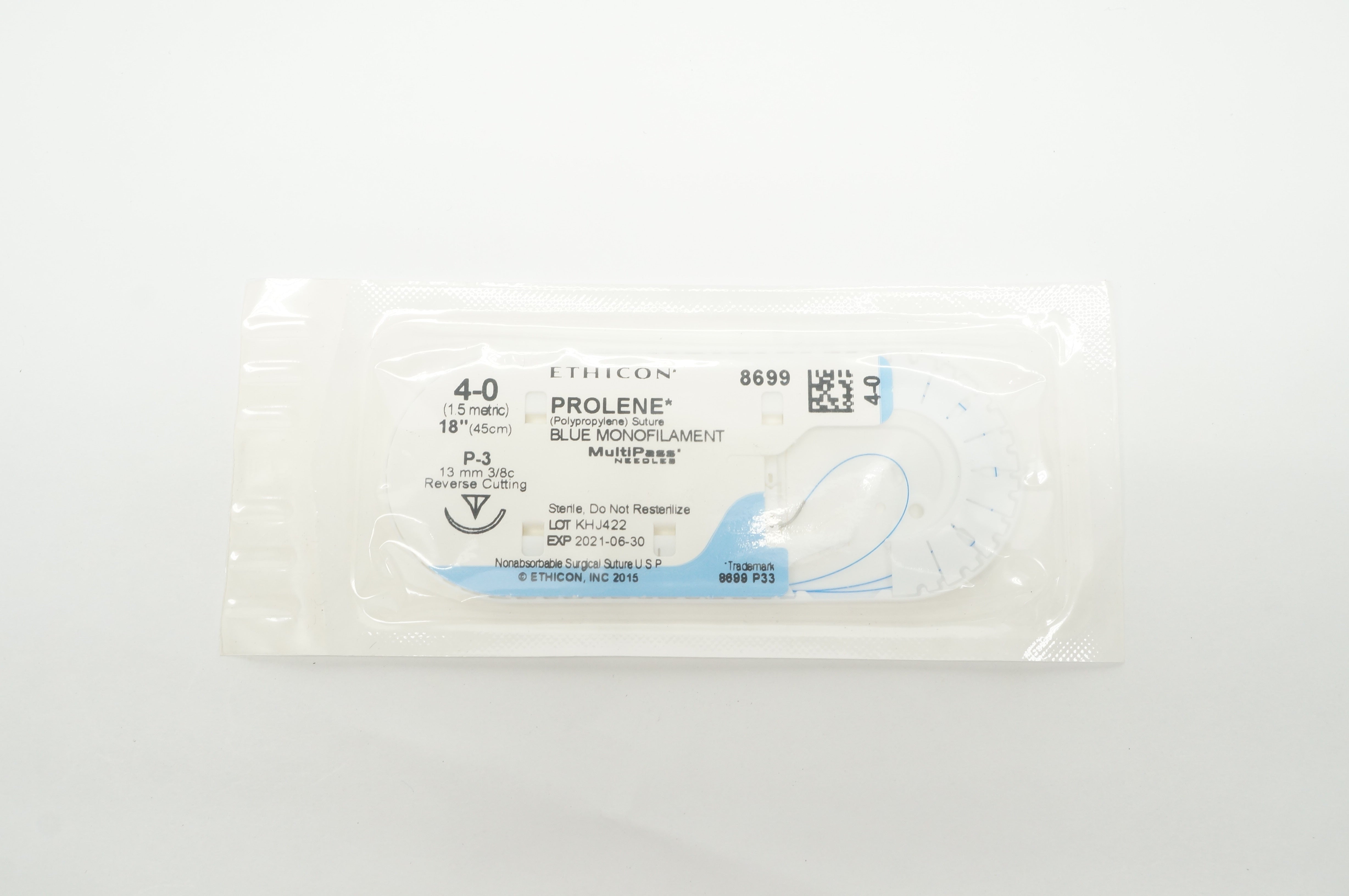 Ethicon 8699 4-0 PROLENE Stre P-3 13mm 3/8c Reverse Cutting 18inch (x)
